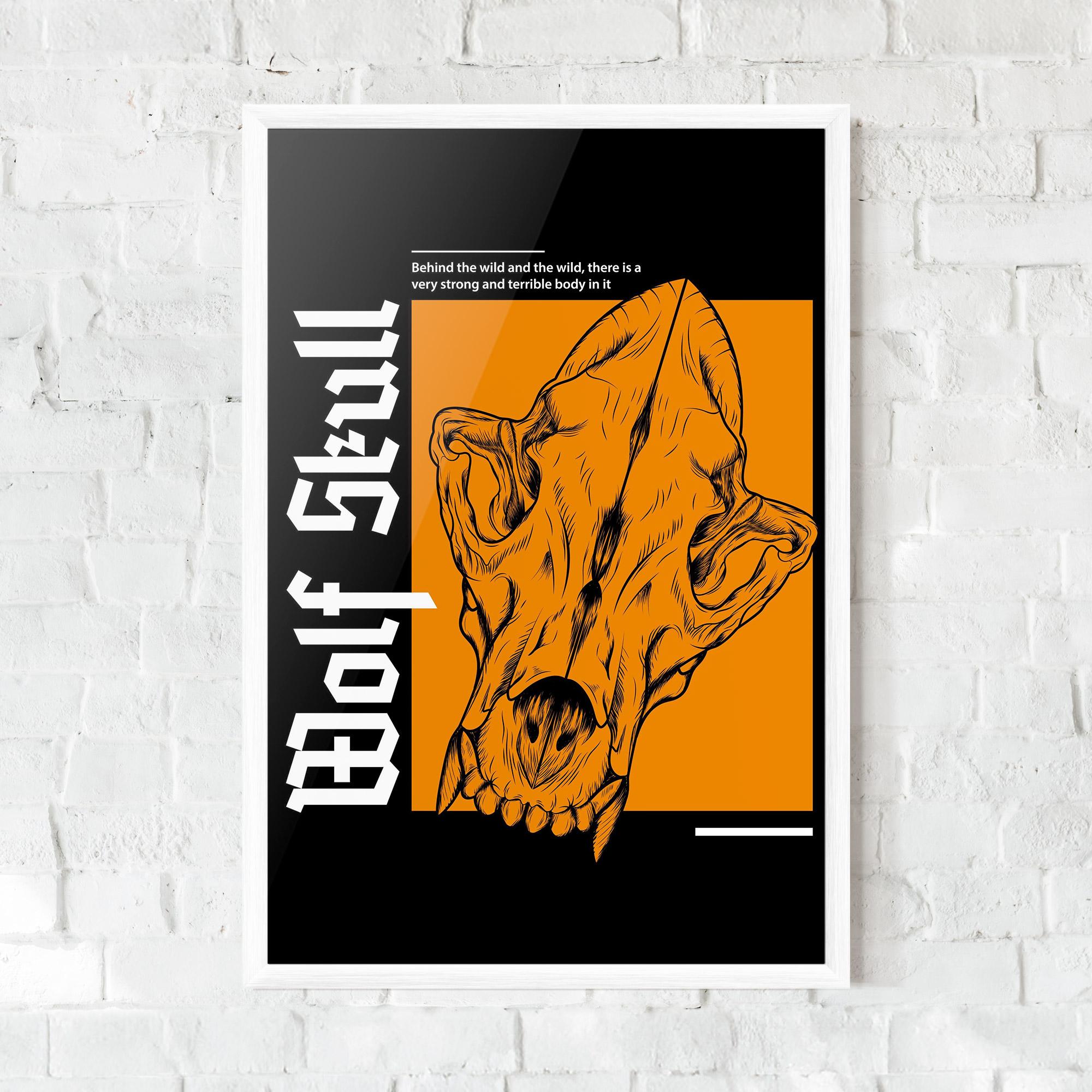 Plakat w Ramie Wolf Skull mockup 0