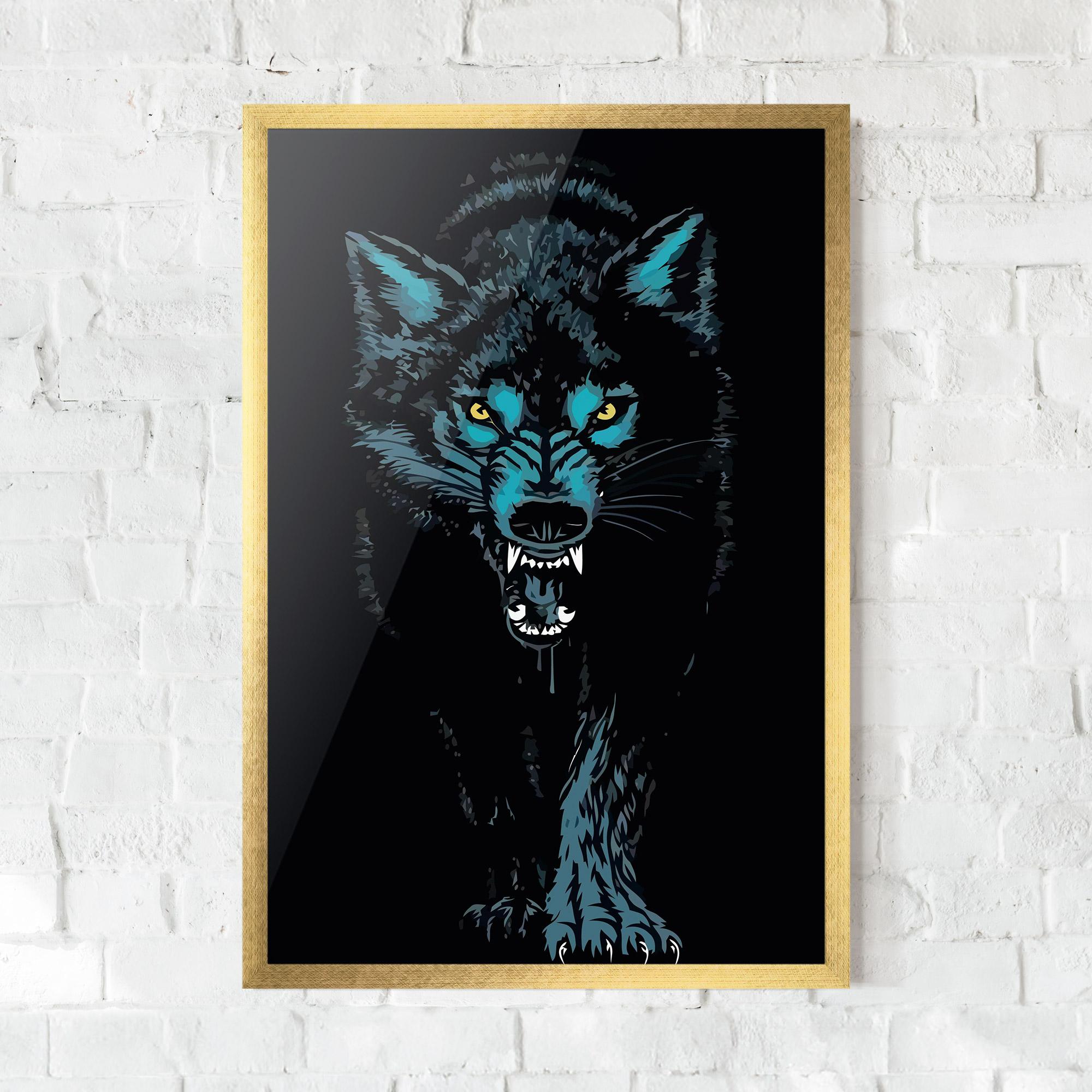 Plakat w Ramie Blue Wolf mockup 0