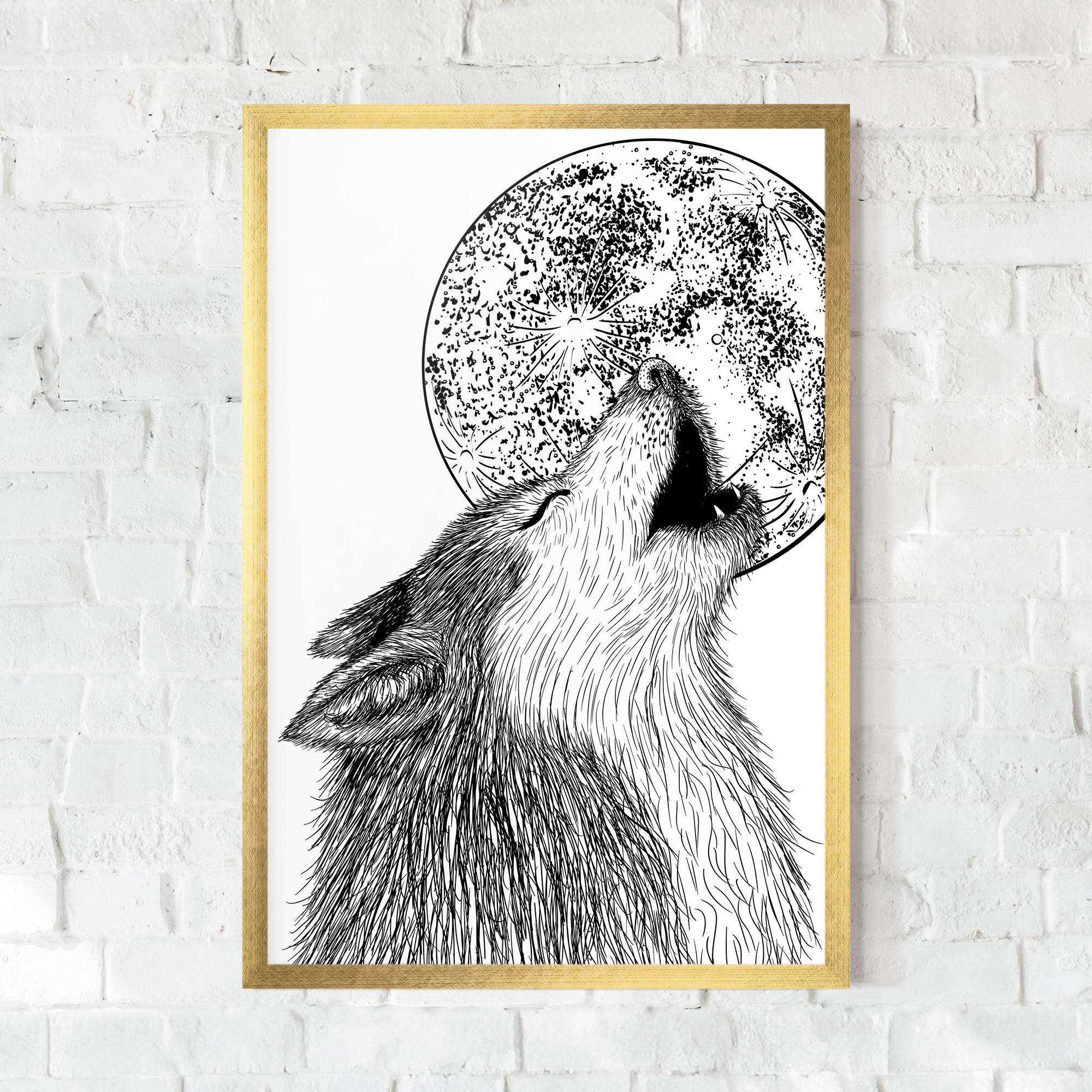 Plakat w Ramie Pretty Moon Wolf mockup 0