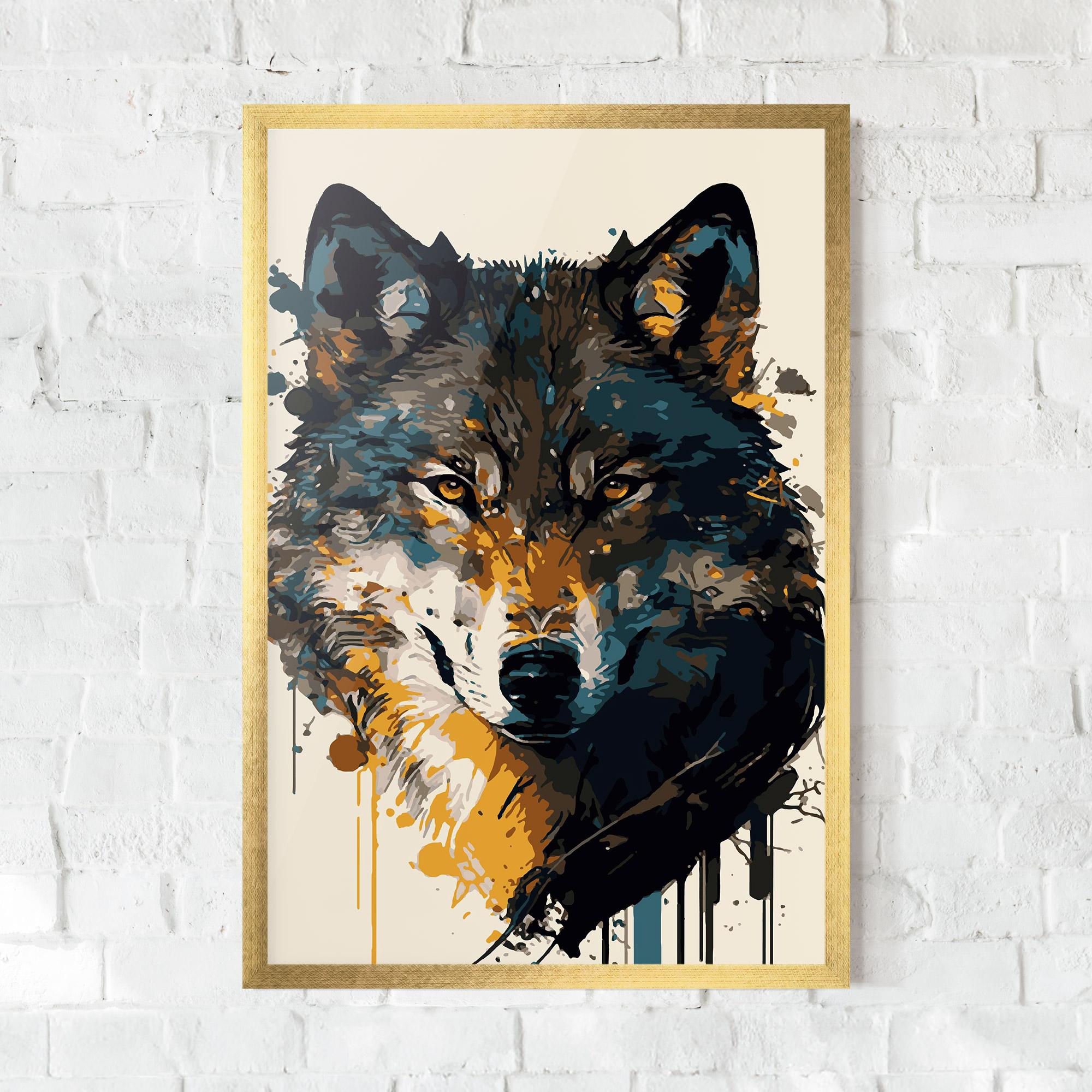 Plakat w Ramie Wolf Head Art mockup 0