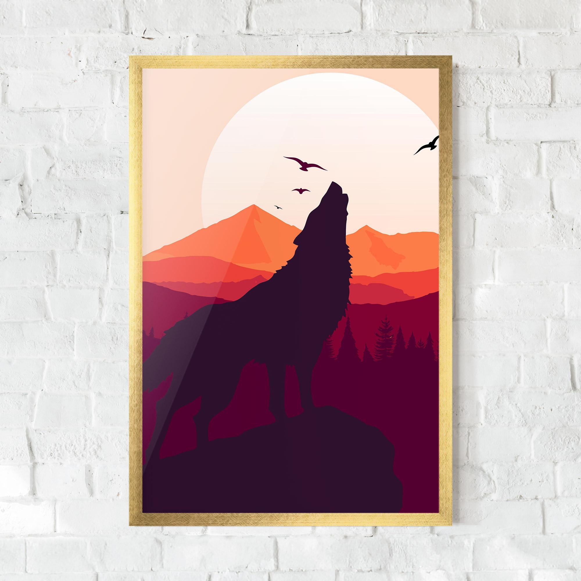 Plakat w Ramie Wolf Pink Moon mockup 0