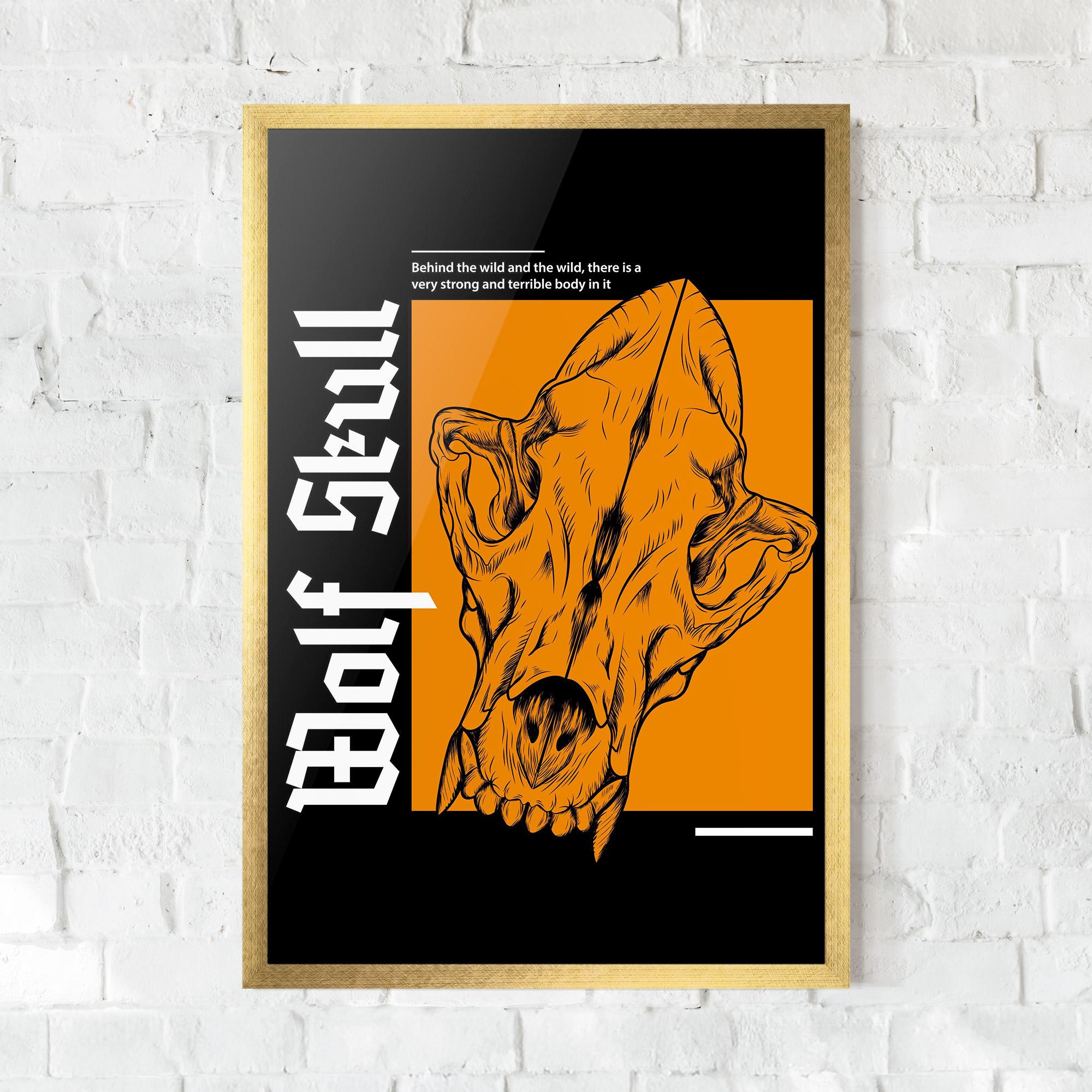 Plakat w Ramie Wolf Skull mockup 0