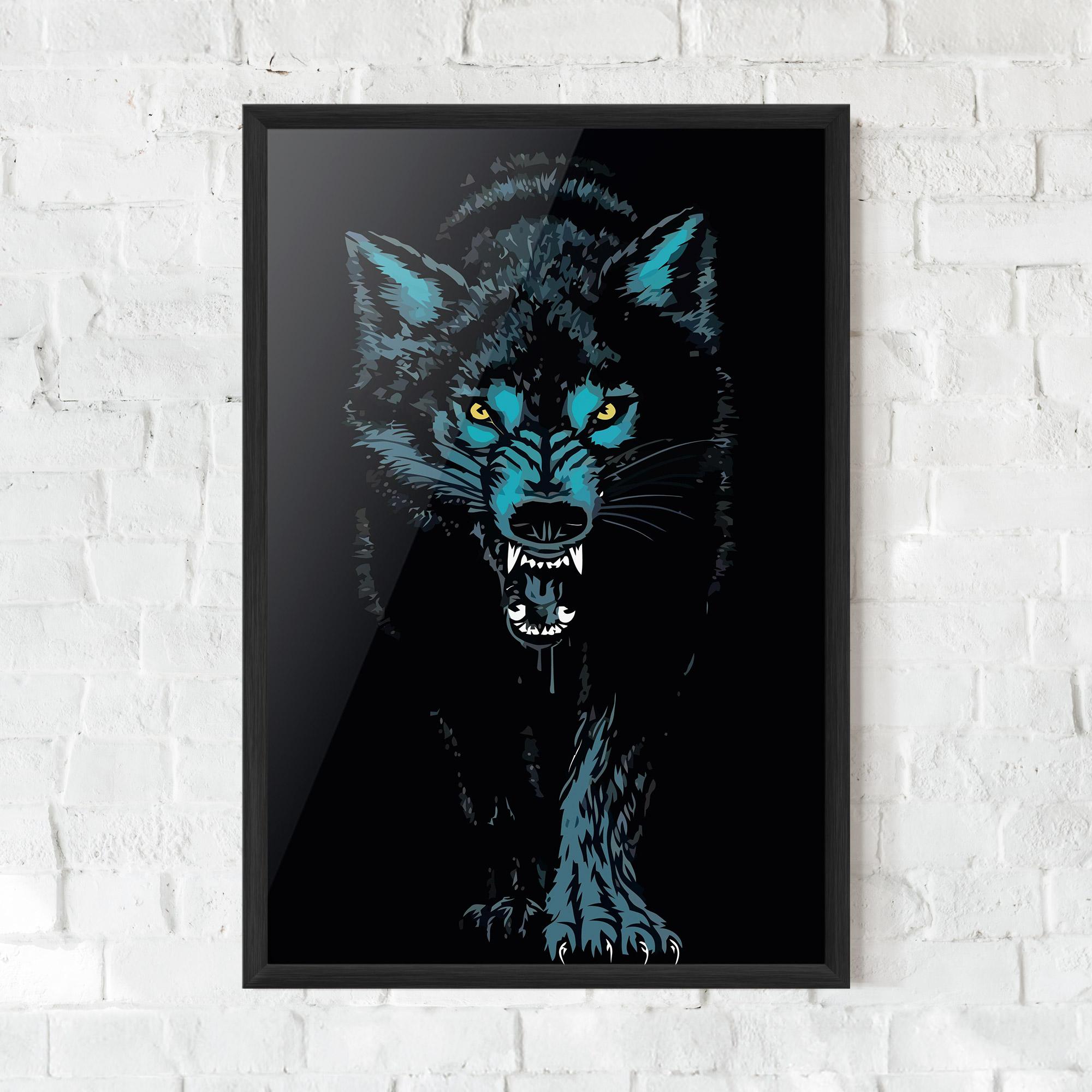 Plakat w Ramie Blue Wolf mockup 0