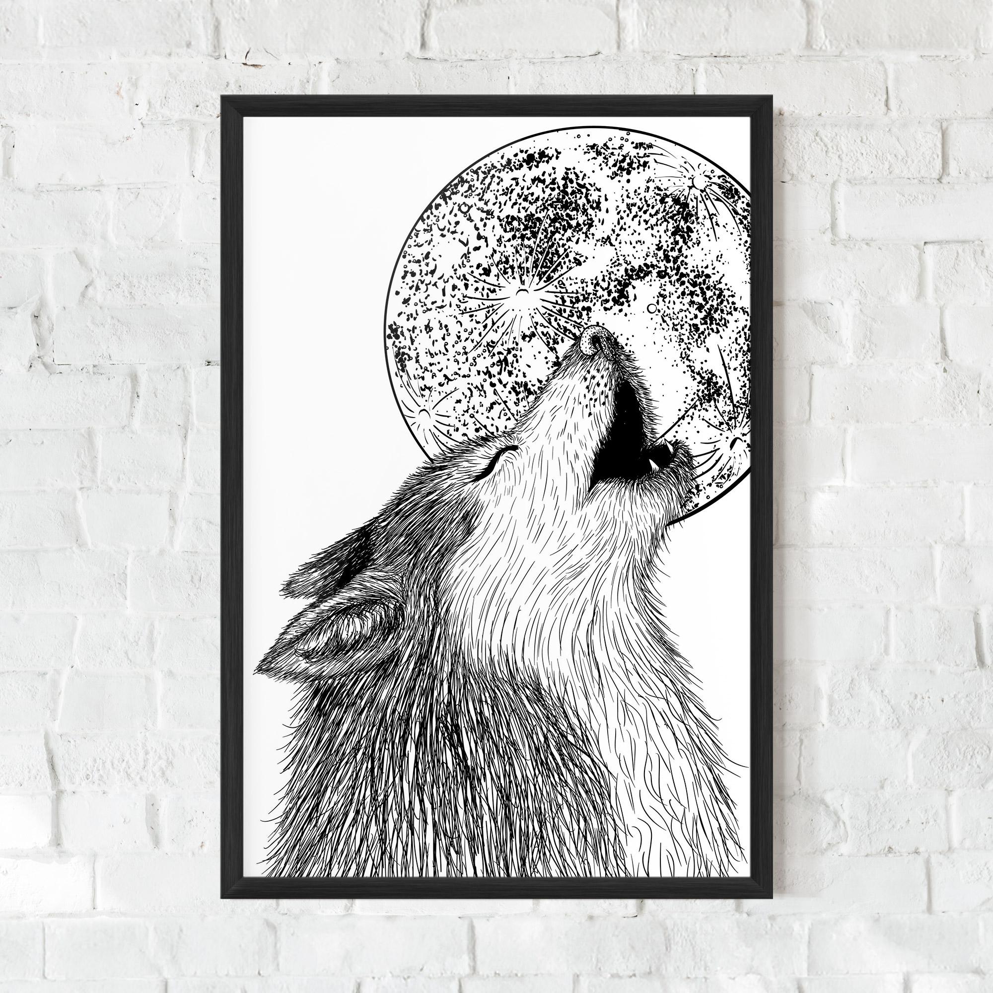 Plakat w Ramie Pretty Moon Wolf mockup 0