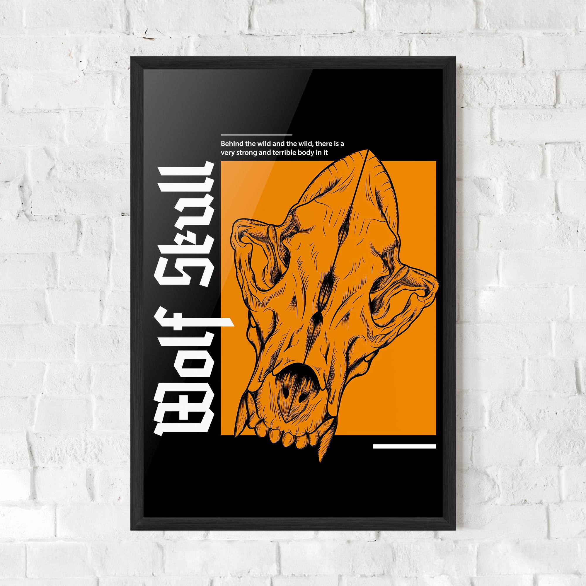 Plakat w Ramie Wolf Skull mockup 0
