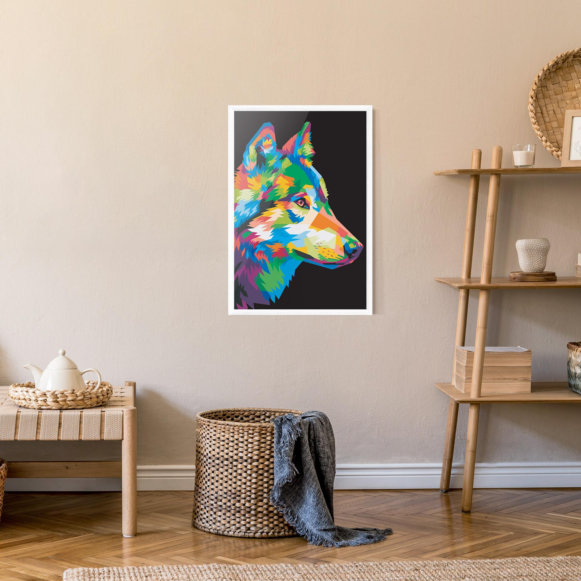 Plakat w Ramie Colorful Wolf mockup 9