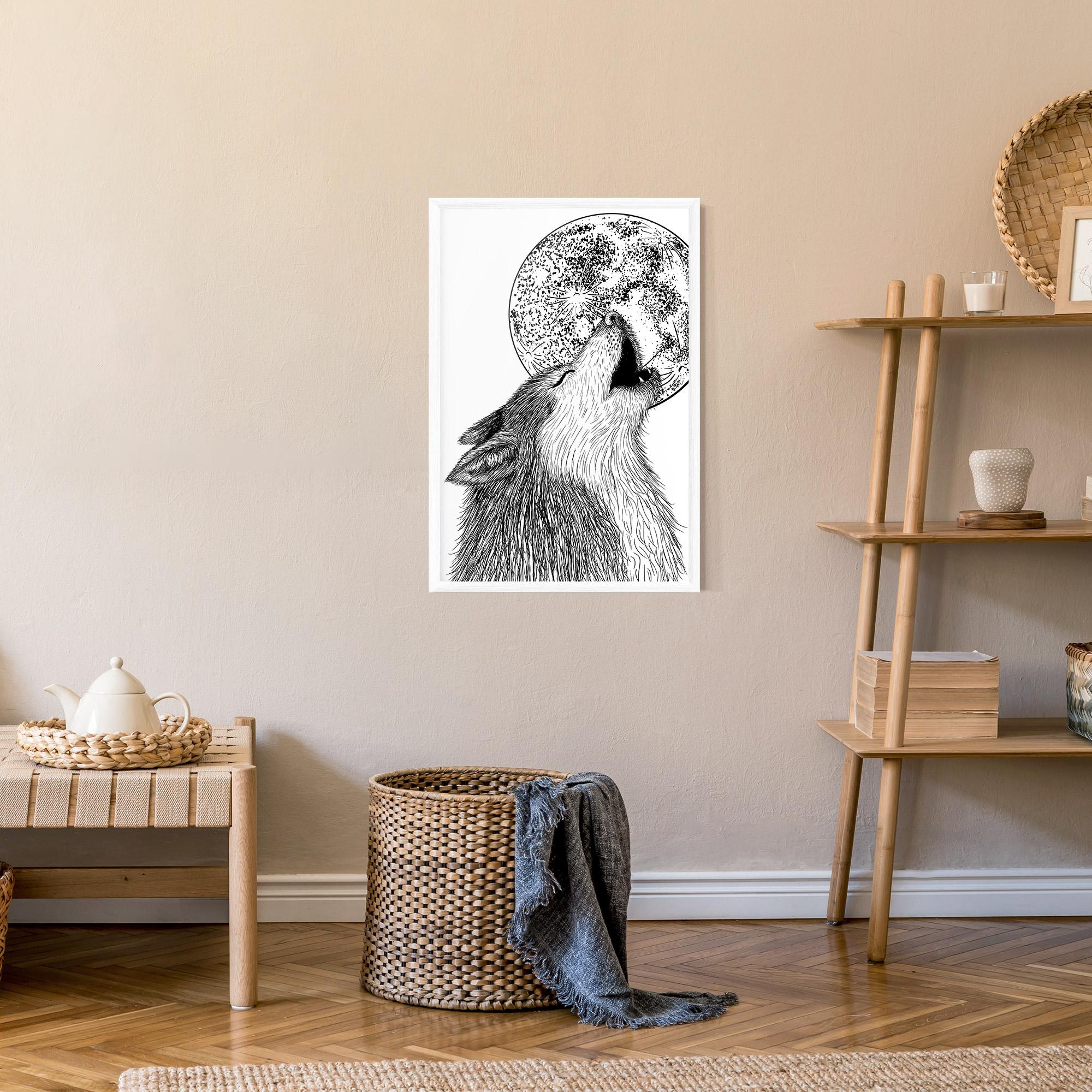 Plakat w Ramie Pretty Moon Wolf mockup 9