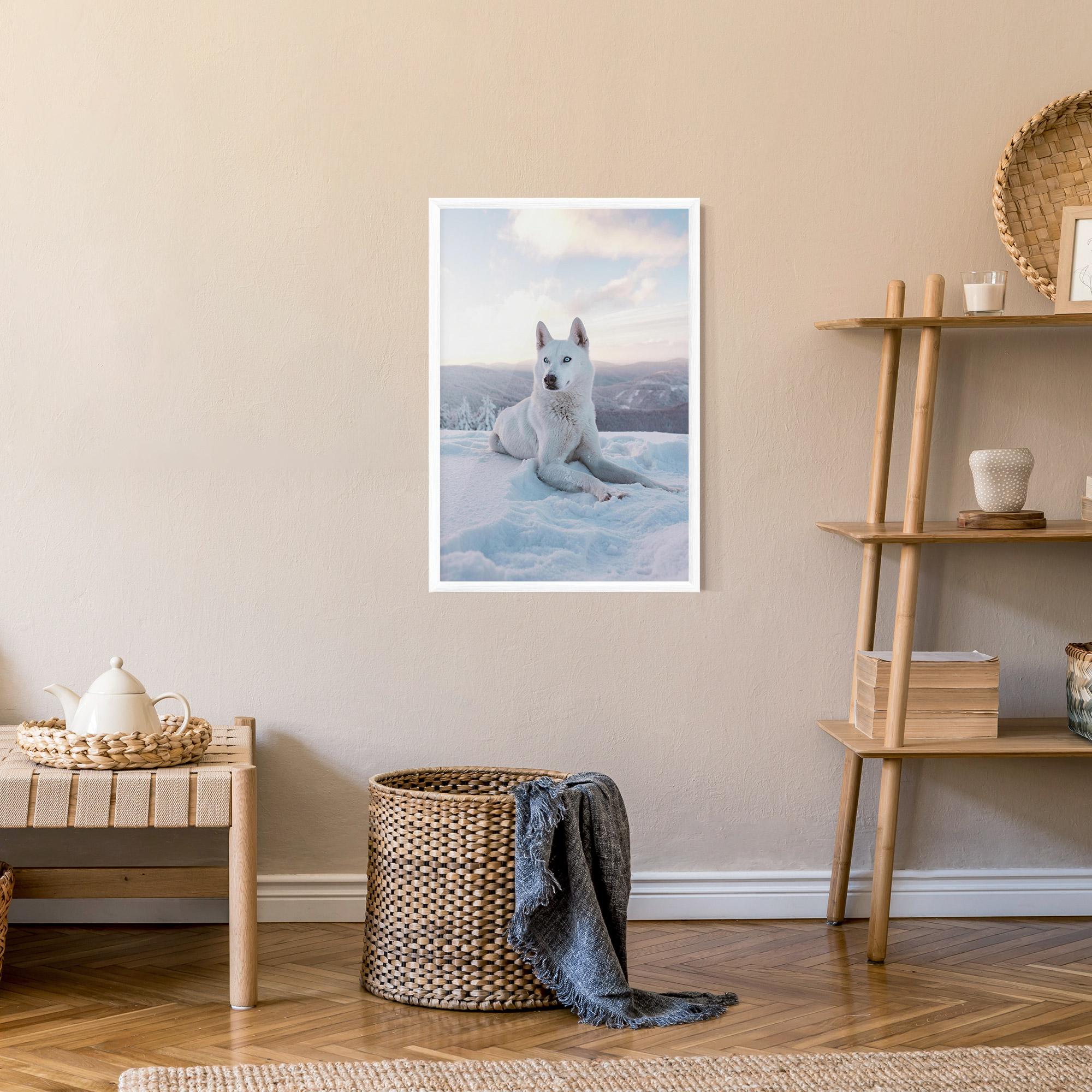 Plakat w Ramie White Snow Wolf mockup 9
