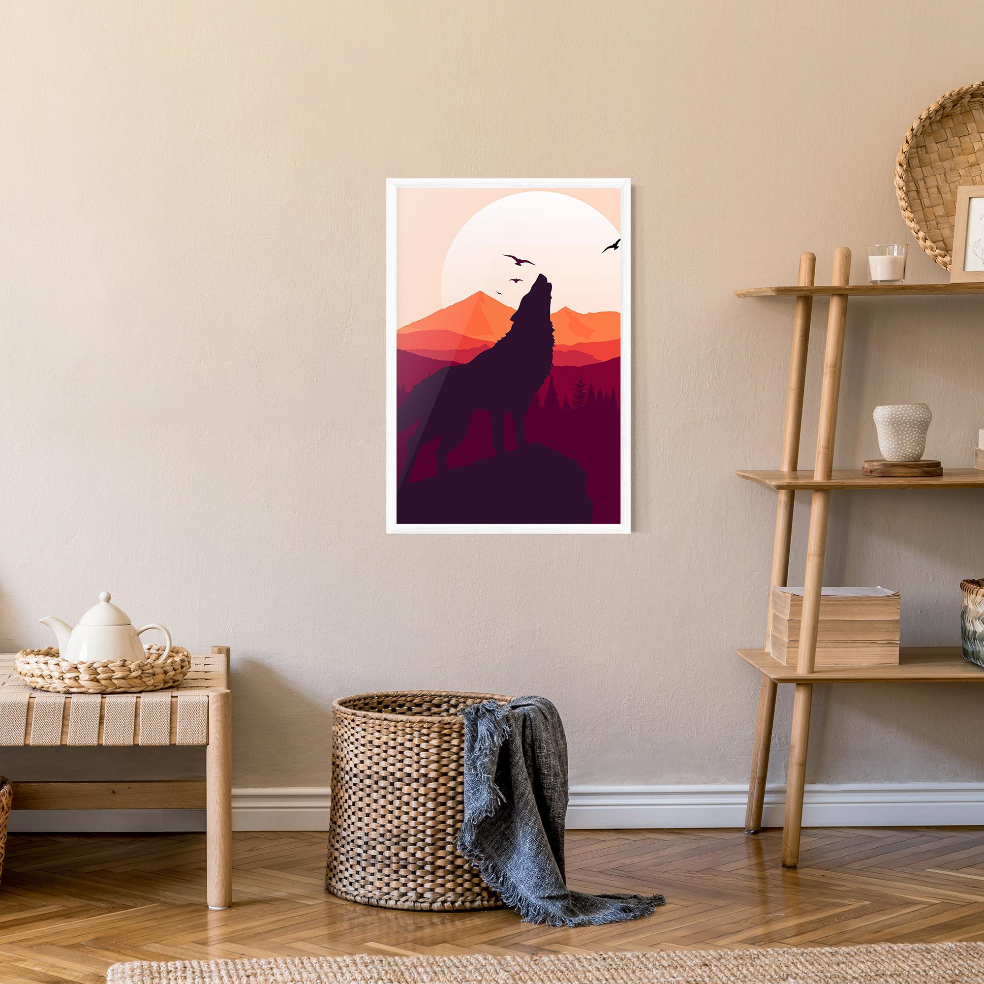 Plakat w Ramie Wolf Pink Moon mockup 9