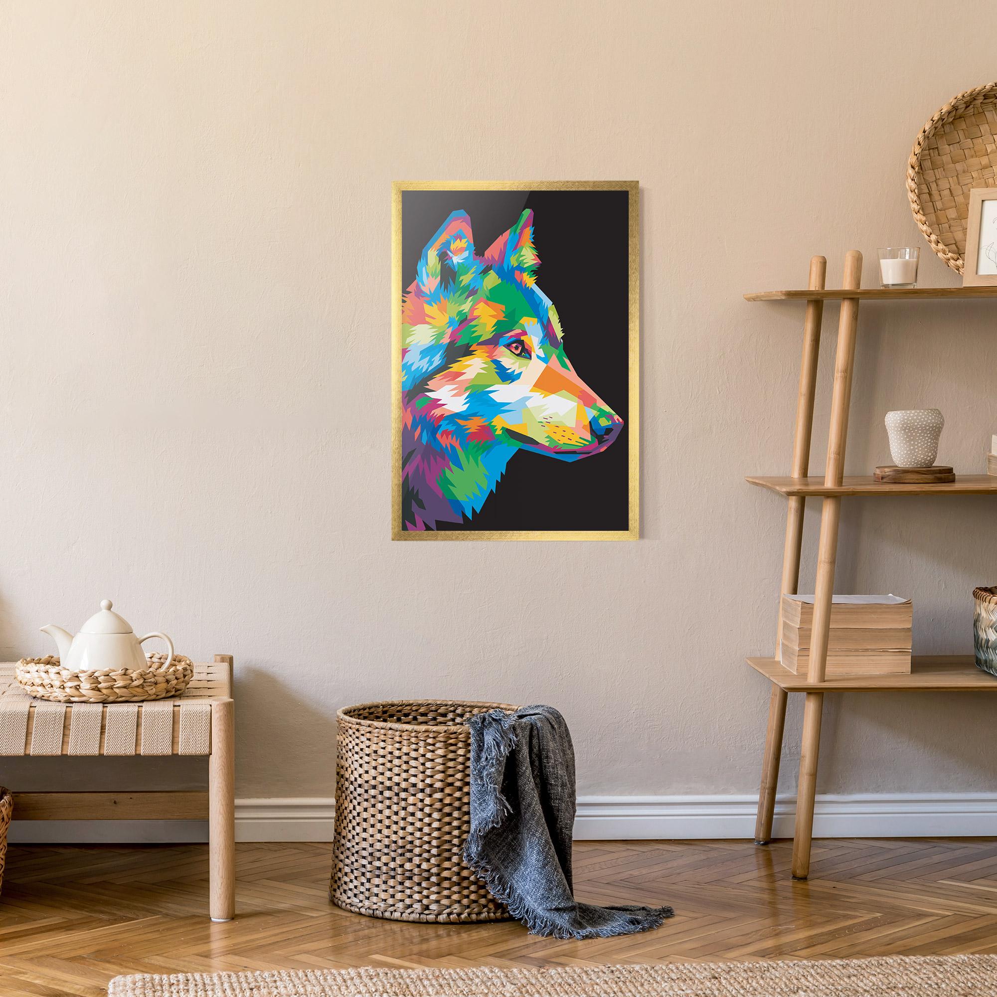 Plakat w Ramie Colorful Wolf mockup 9
