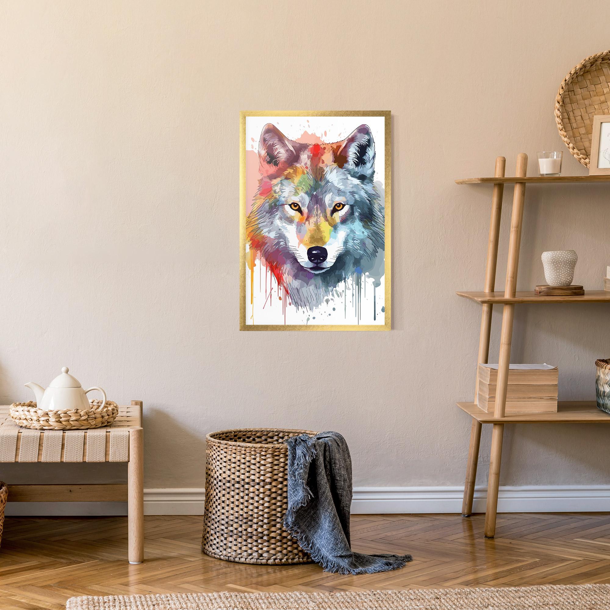 Plakat w Ramie Watercolor Wolf mockup 9
