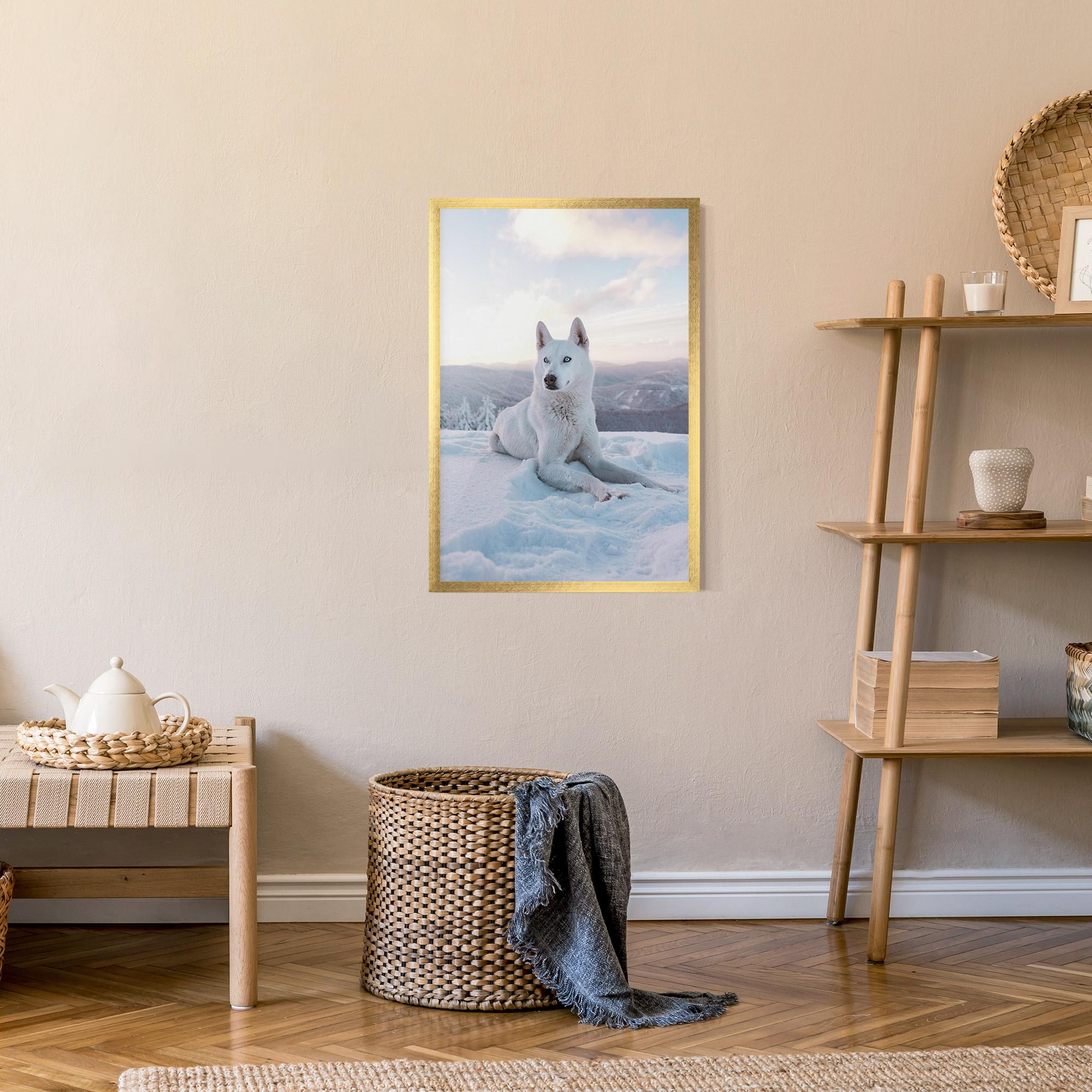 Plakat w Ramie White Snow Wolf mockup 9