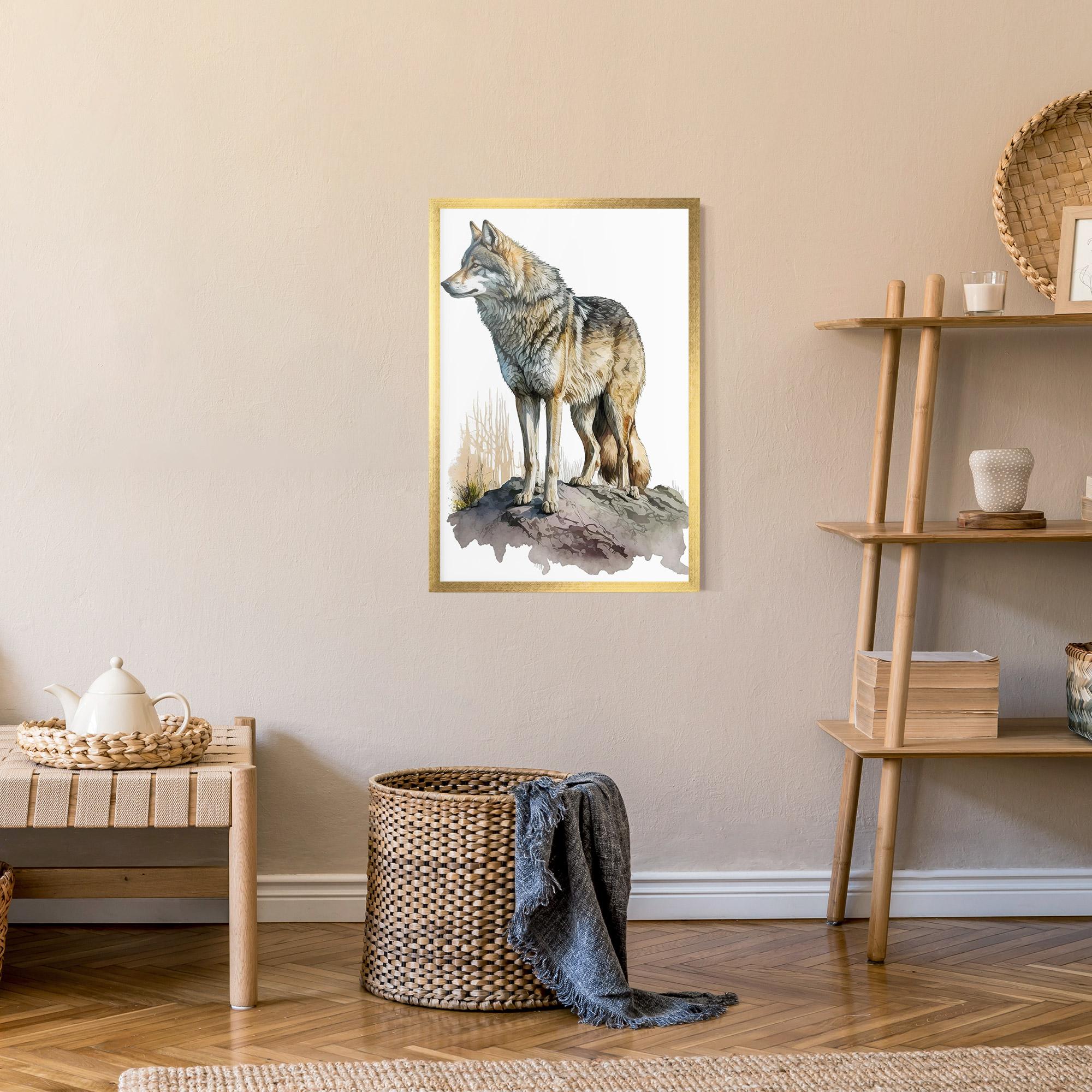 Plakat w Ramie Wolf On Rock mockup 9