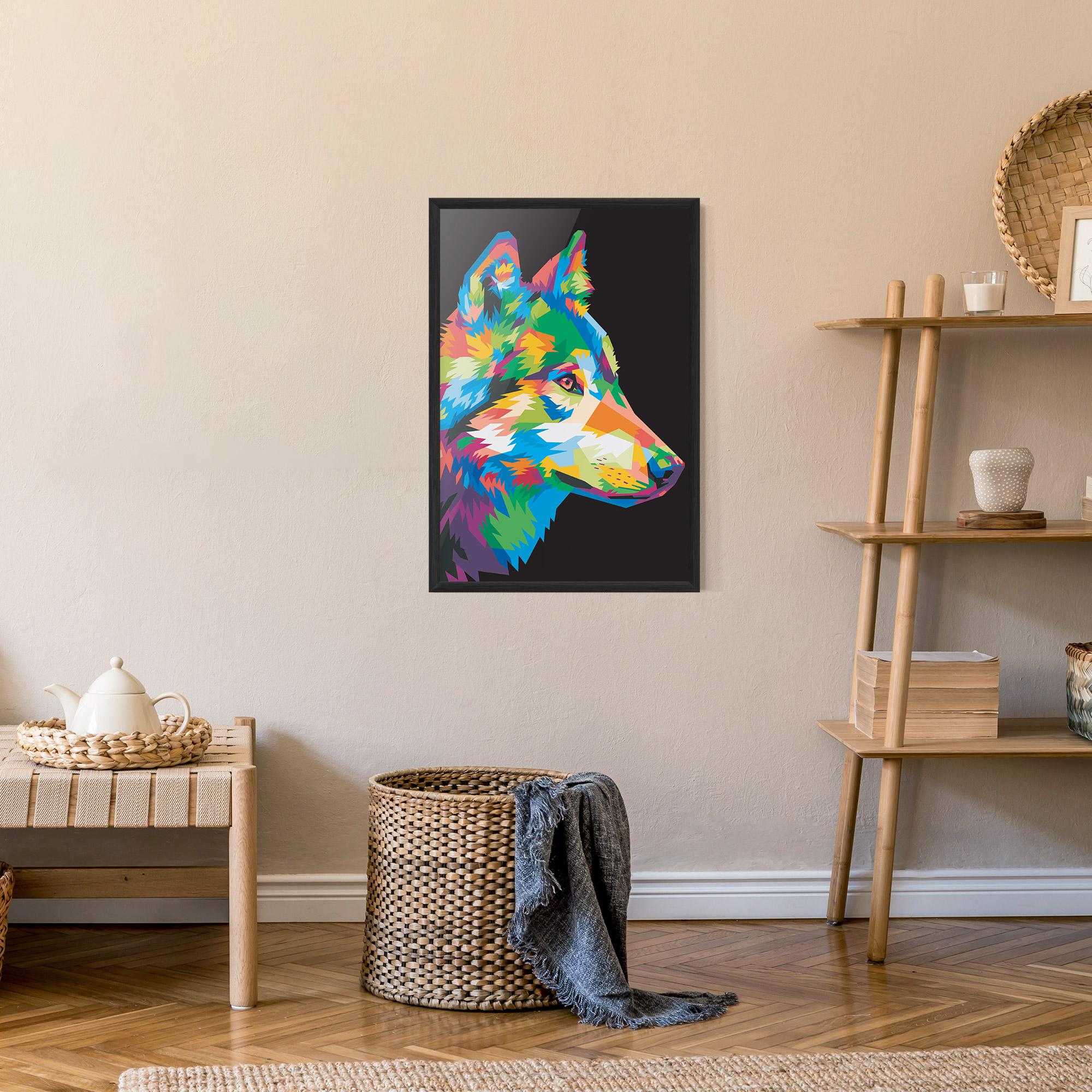 Plakat w Ramie Colorful Wolf mockup 9