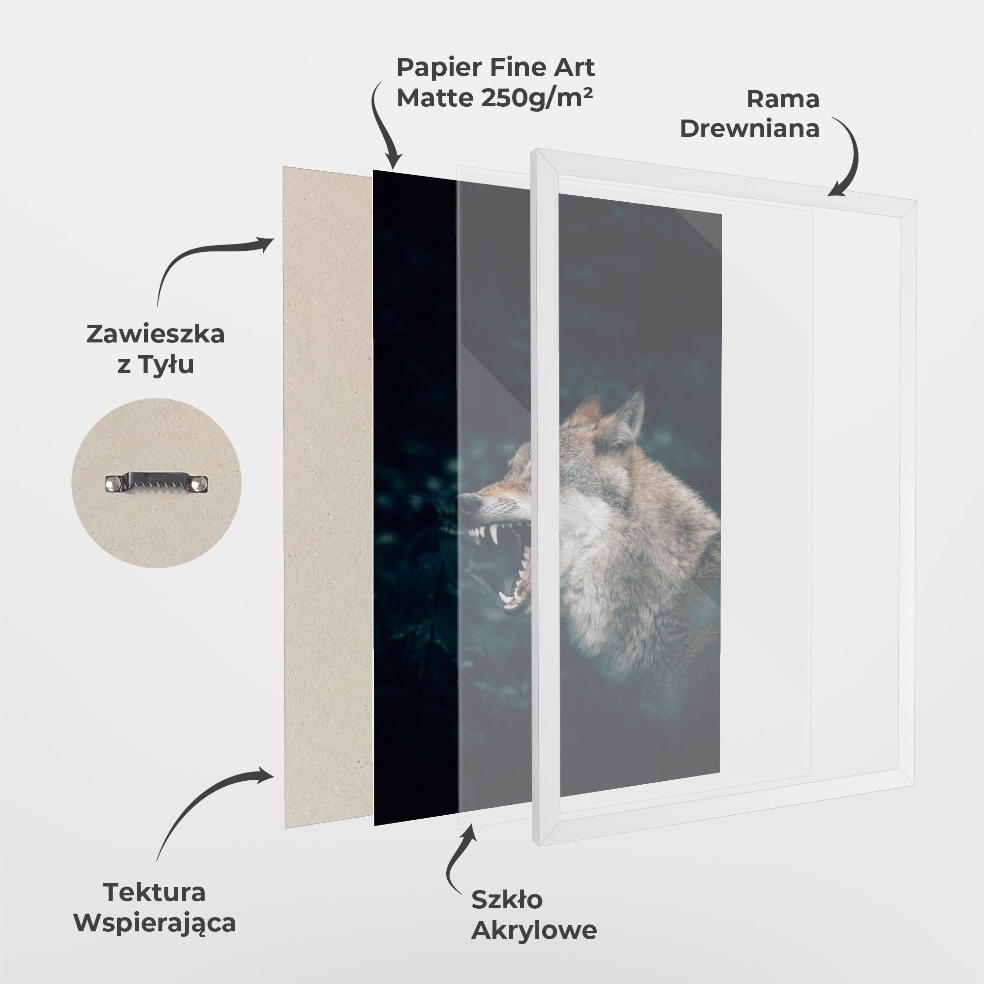 Plakat w Ramie Angry Wolf In The Forest mockup 1
