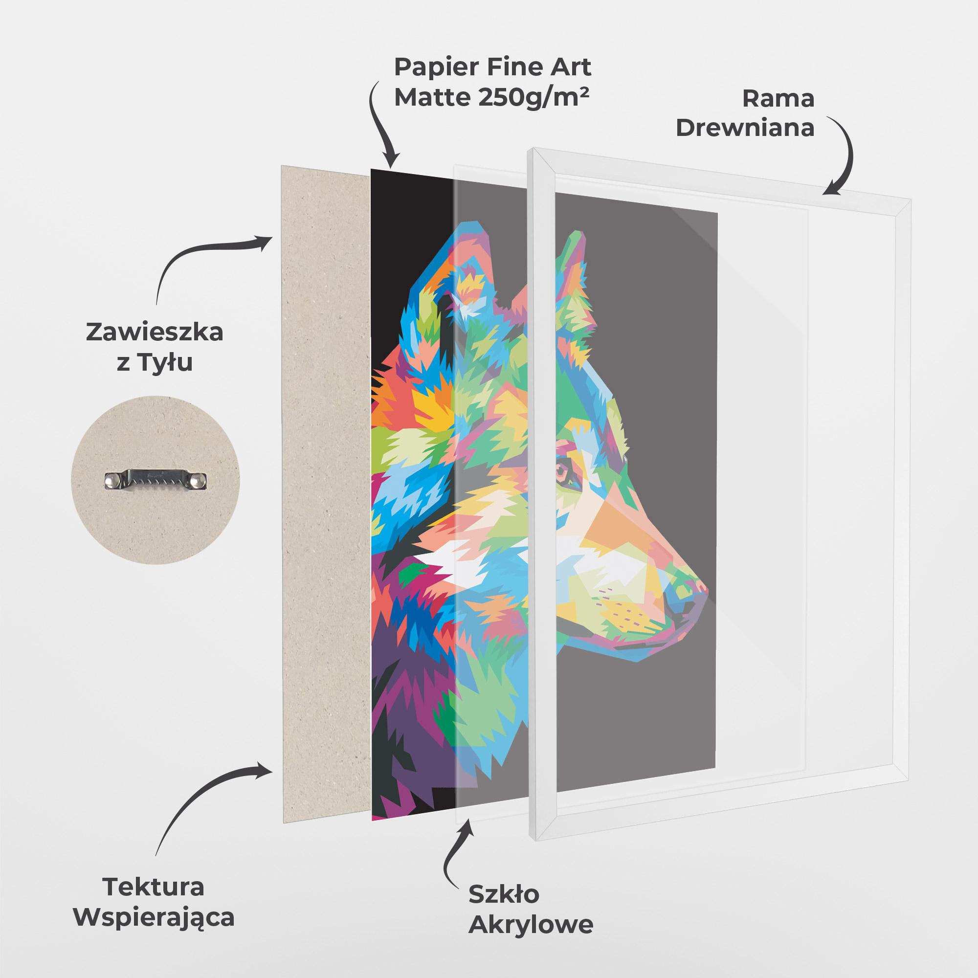 Plakat w Ramie Colorful Wolf mockup 1