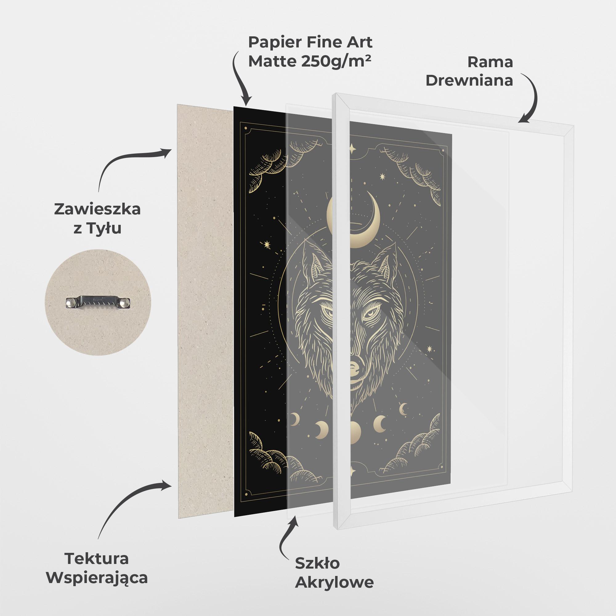 Plakat w Ramie Gold Line Wolf mockup 1