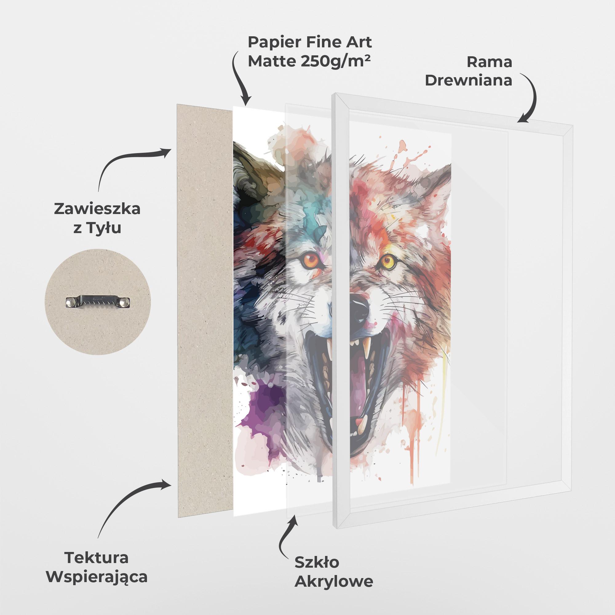 Plakat w Ramie Watercolor Angry Wolf mockup 1