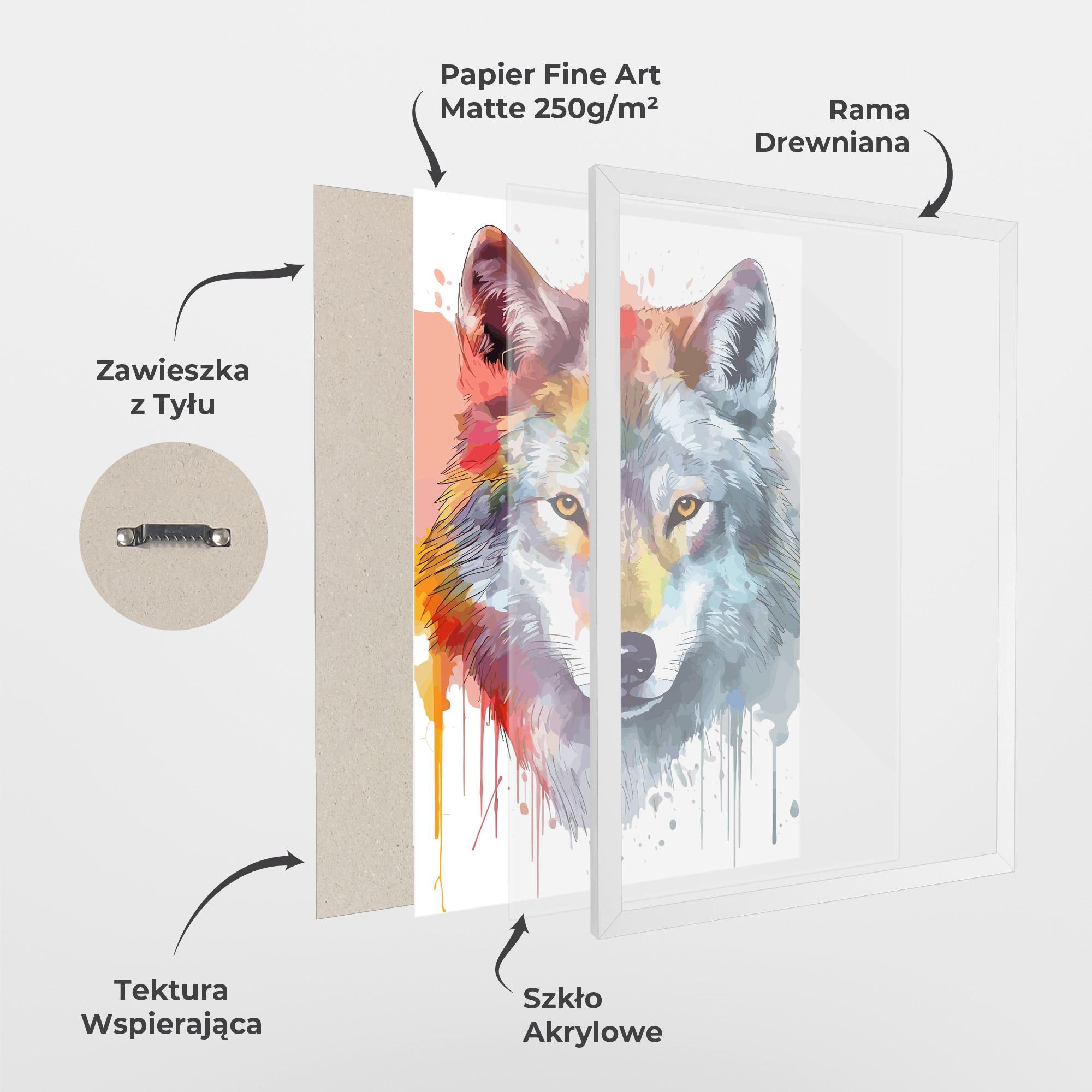 Plakat w Ramie Watercolor Wolf mockup 1