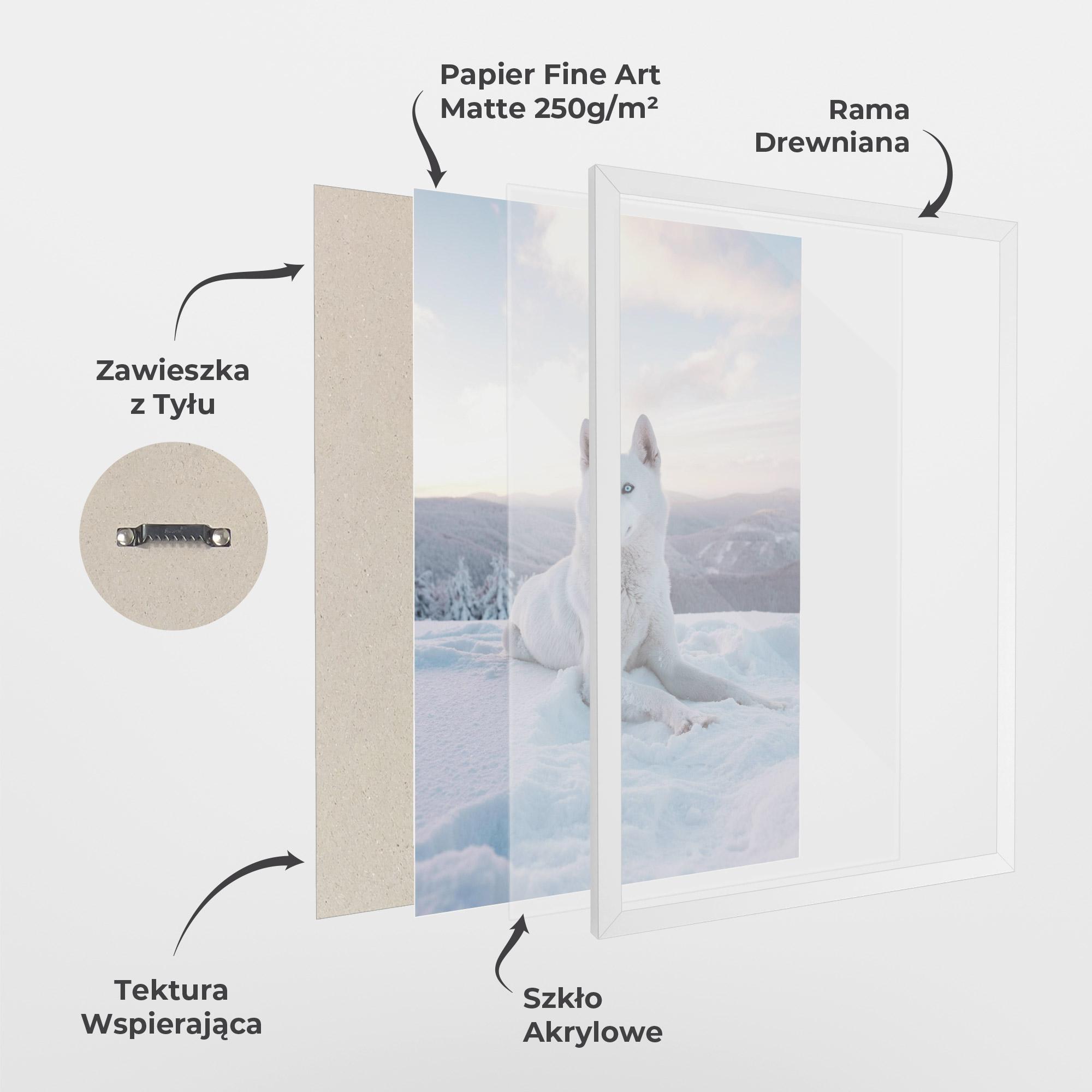 Plakat w Ramie White Snow Wolf mockup 1
