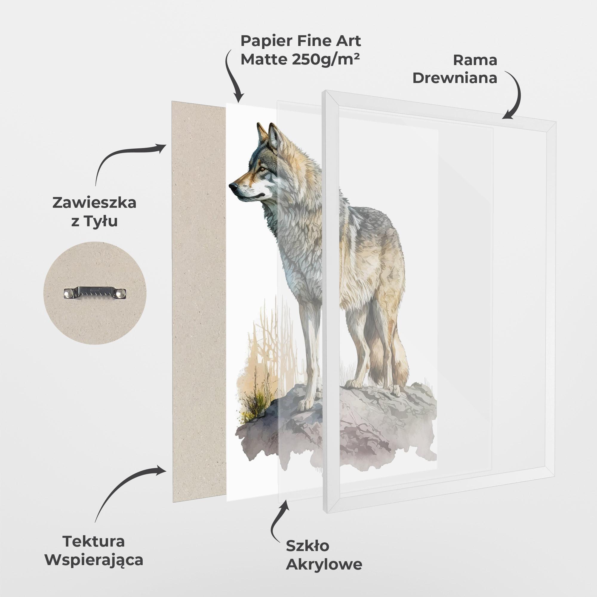 Plakat w Ramie Wolf On Rock mockup 1