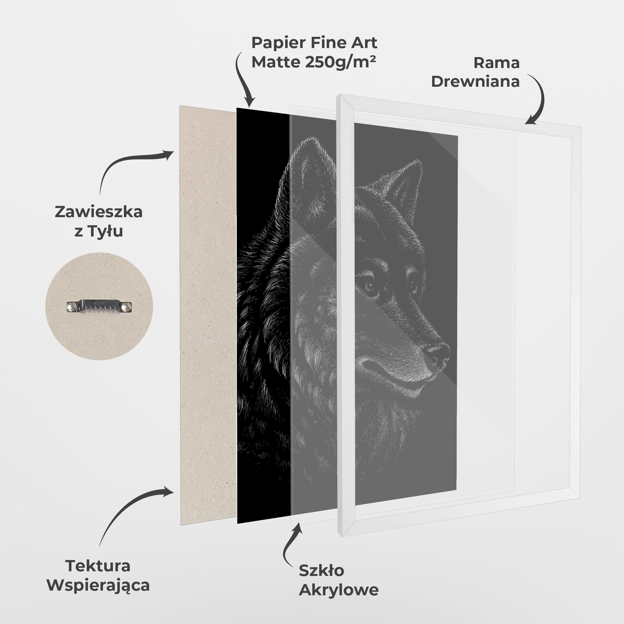 Plakat w Ramie Wolf Shillouette Head mockup 1