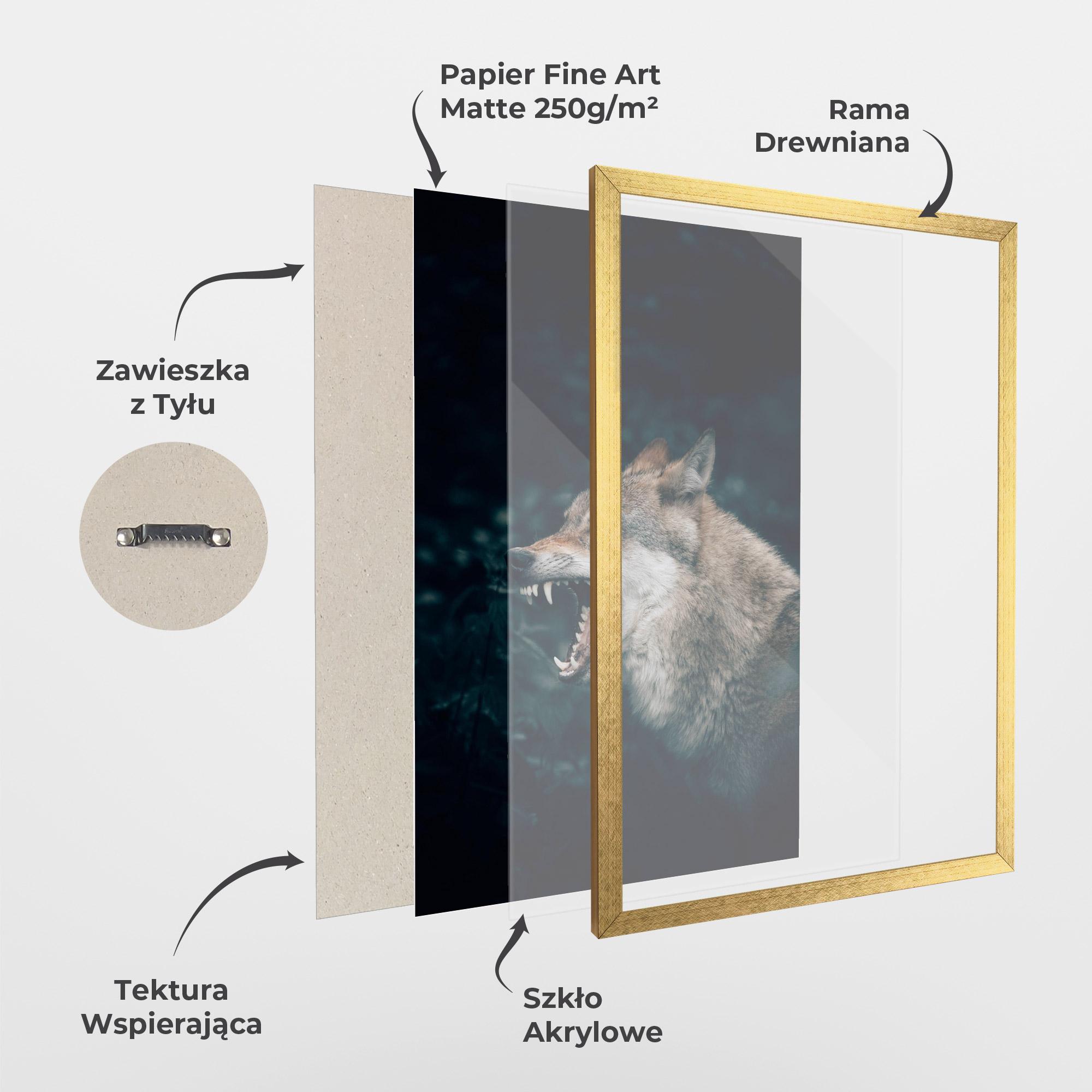 Plakat w Ramie Angry Wolf In The Forest mockup 1