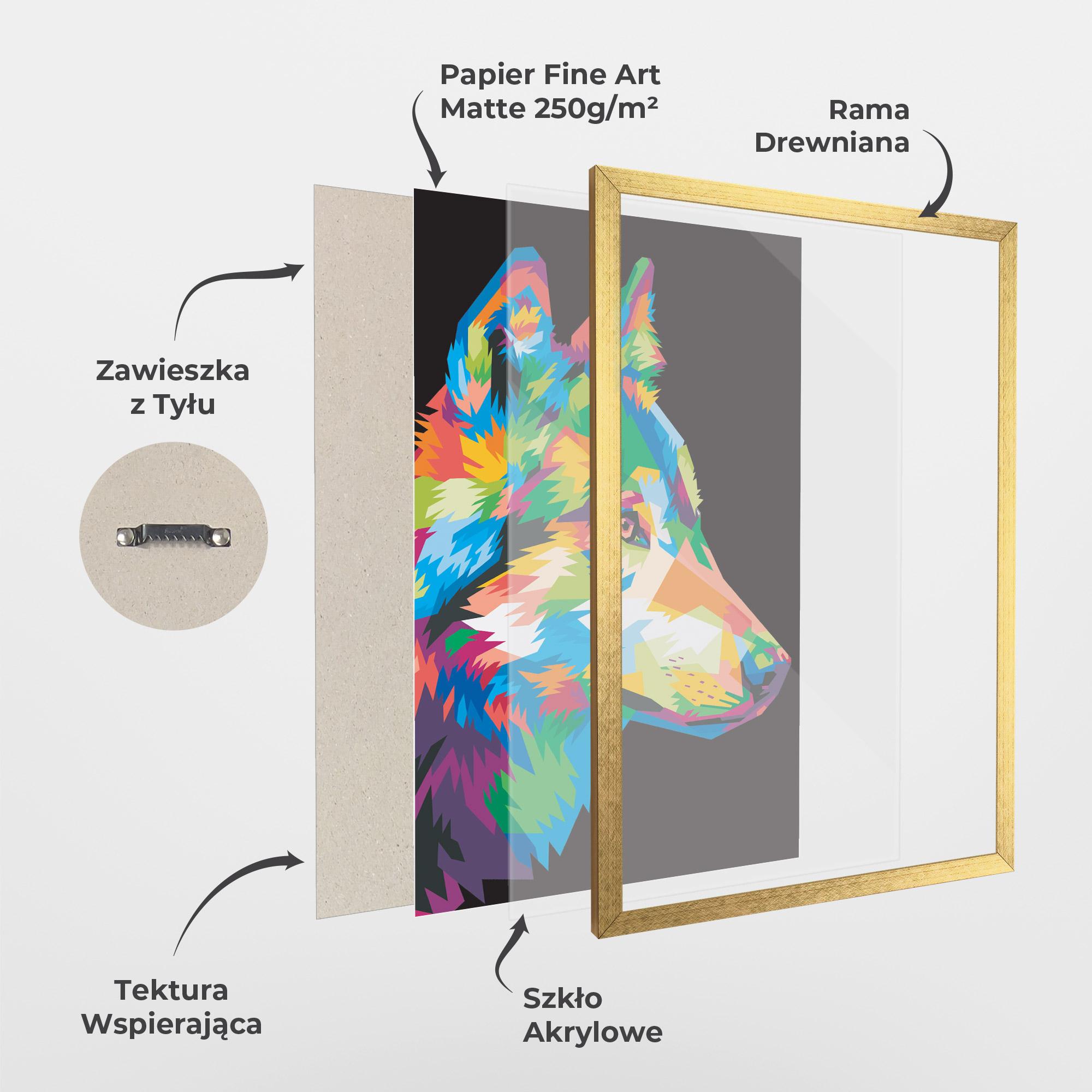 Plakat w Ramie Colorful Wolf mockup 1