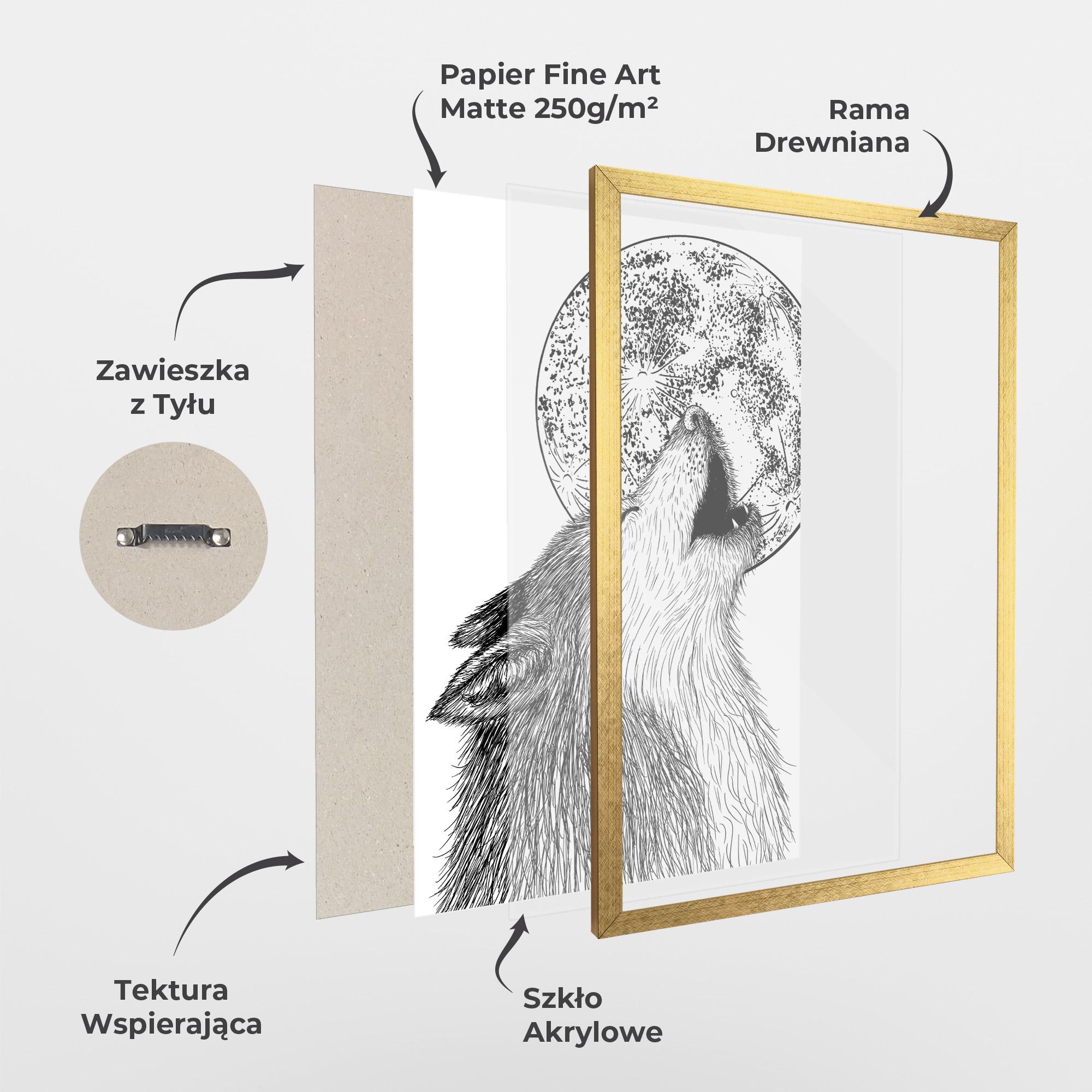 Plakat w Ramie Pretty Moon Wolf mockup 1