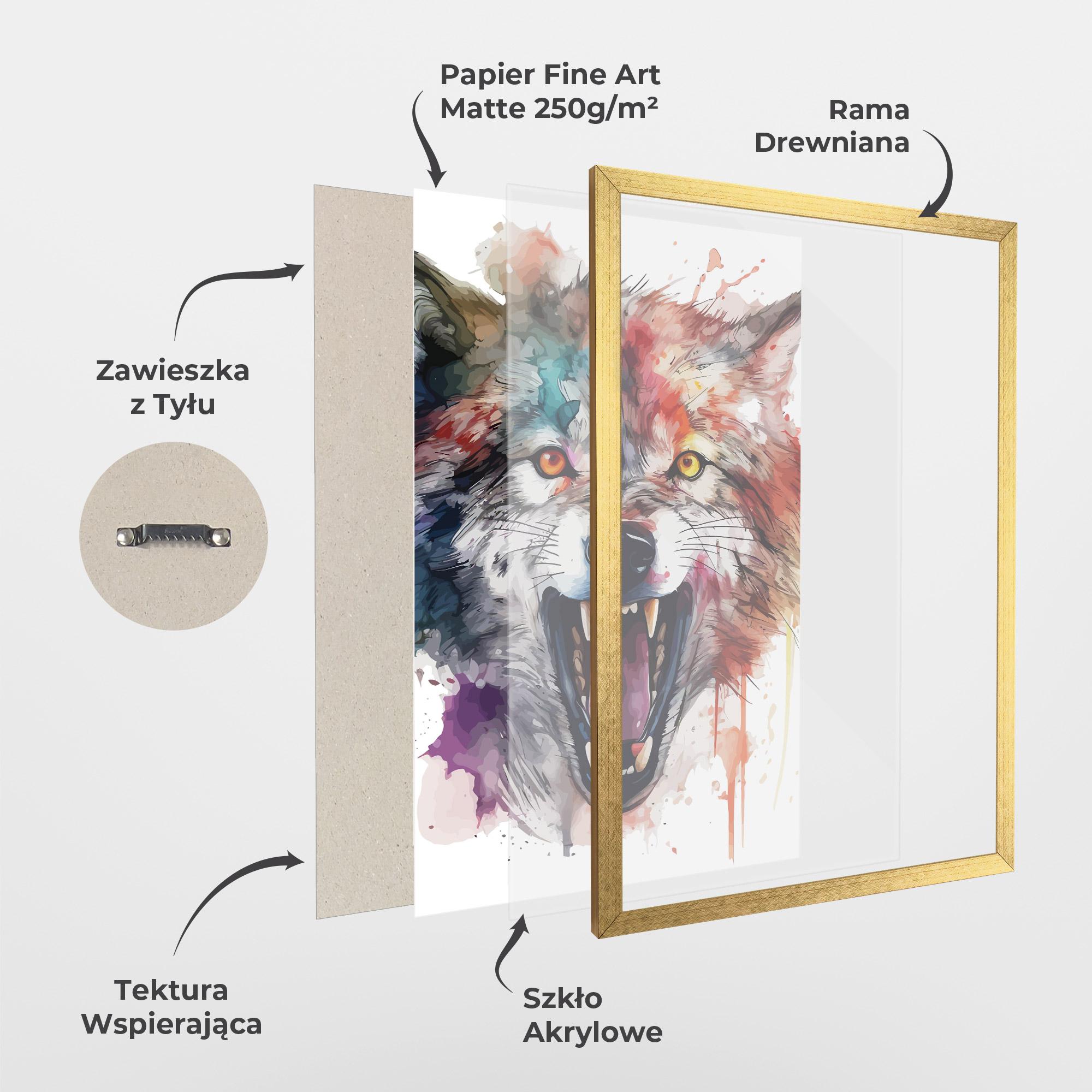 Plakat w Ramie Watercolor Angry Wolf mockup 1