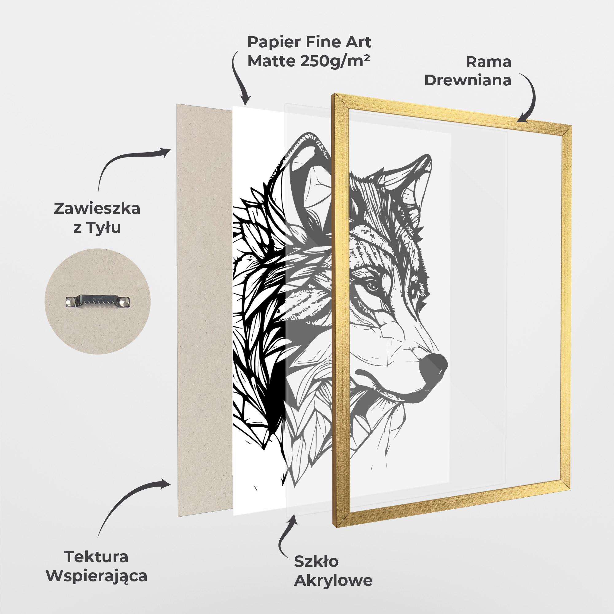 Plakat w Ramie Wolf Head Line mockup 1