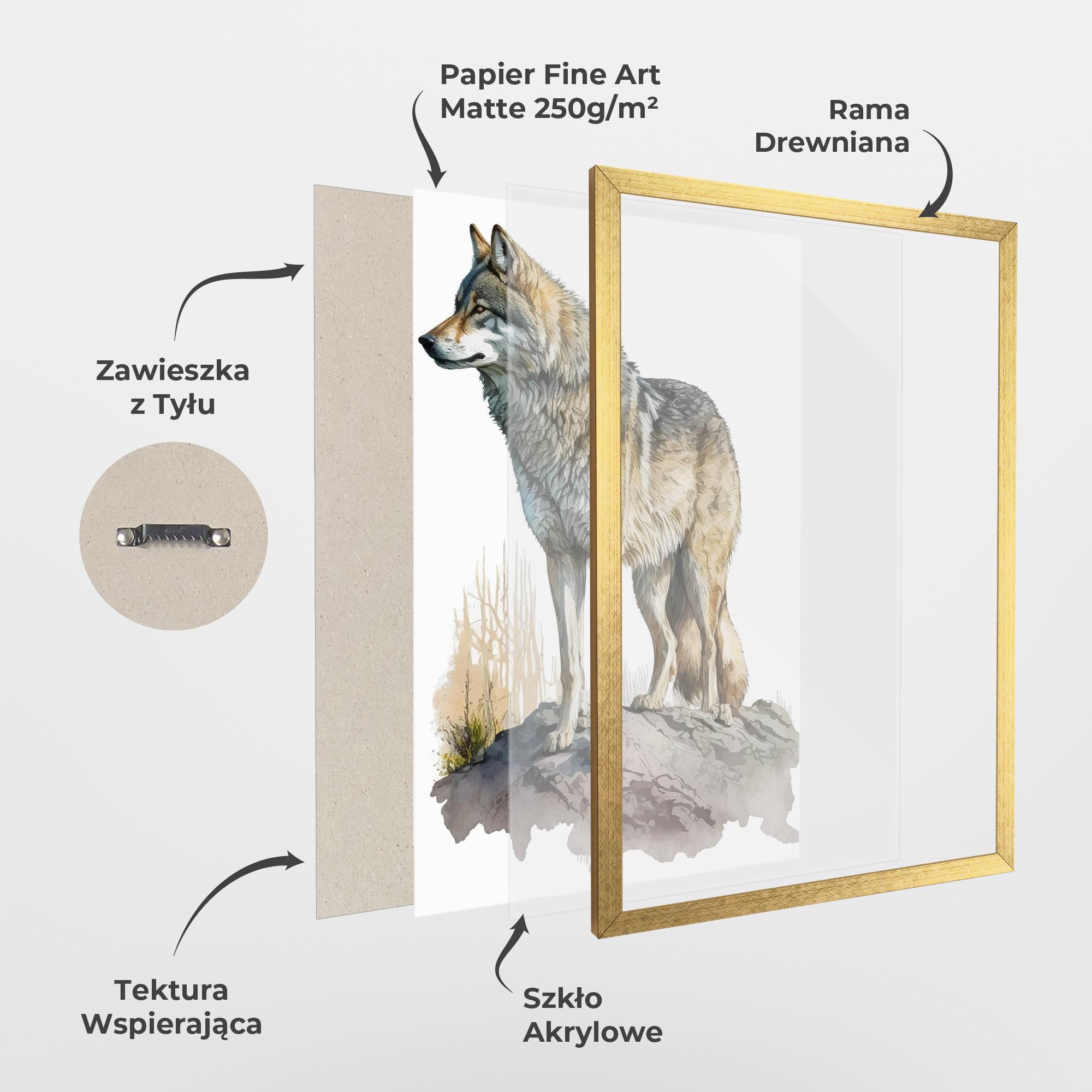 Plakat w Ramie Wolf On Rock mockup 1