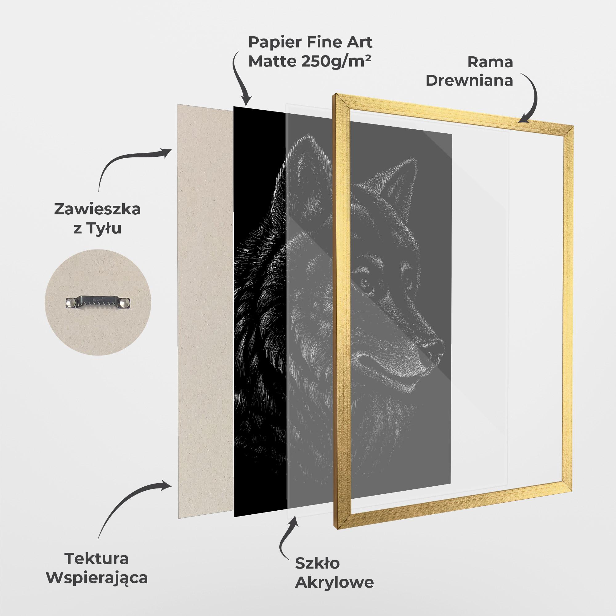 Plakat w Ramie Wolf Shillouette Head mockup 1