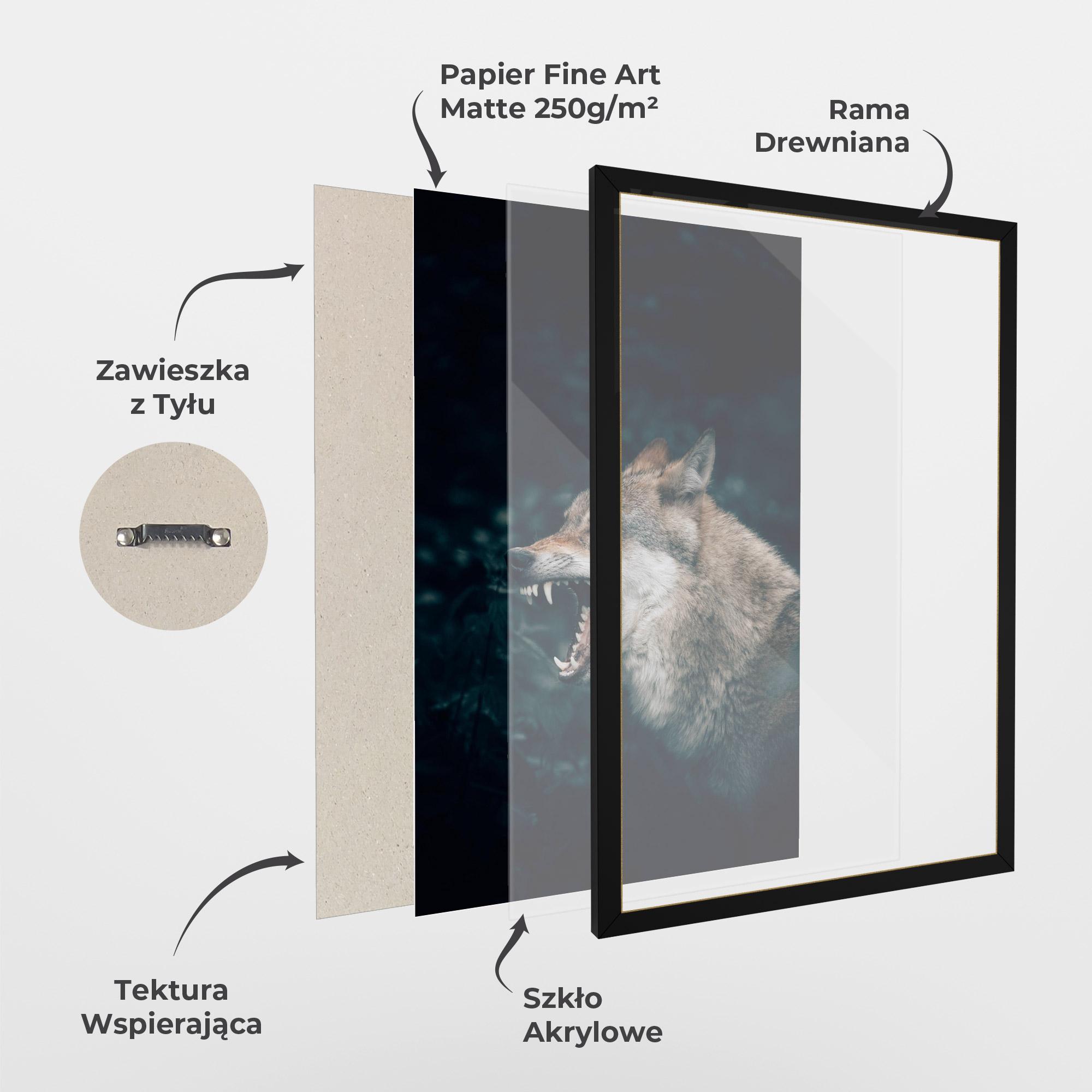 Plakat w Ramie Angry Wolf In The Forest mockup 1
