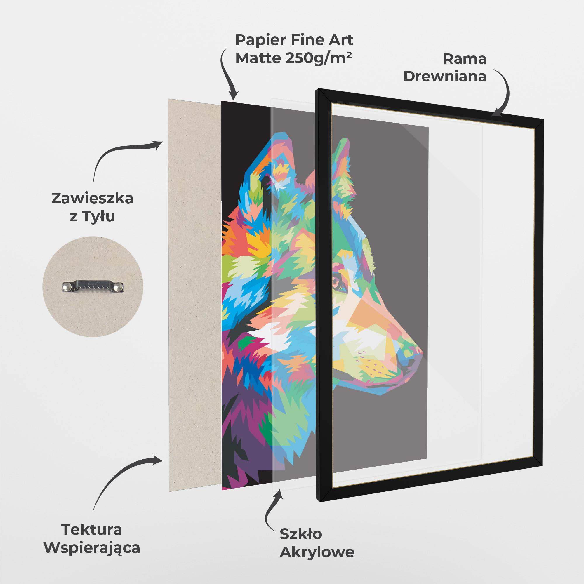 Plakat w Ramie Colorful Wolf mockup 1
