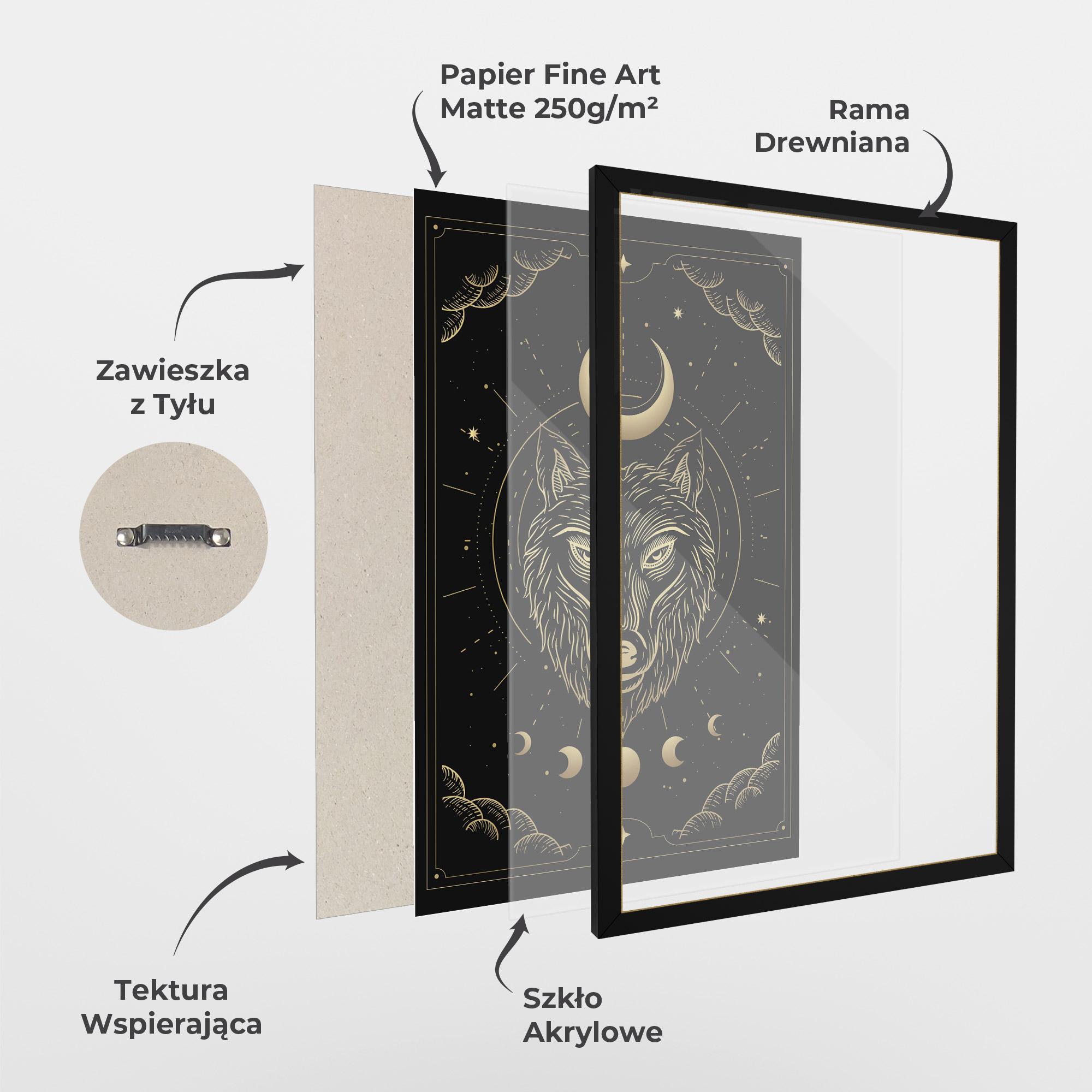 Plakat w Ramie Gold Line Wolf mockup 1