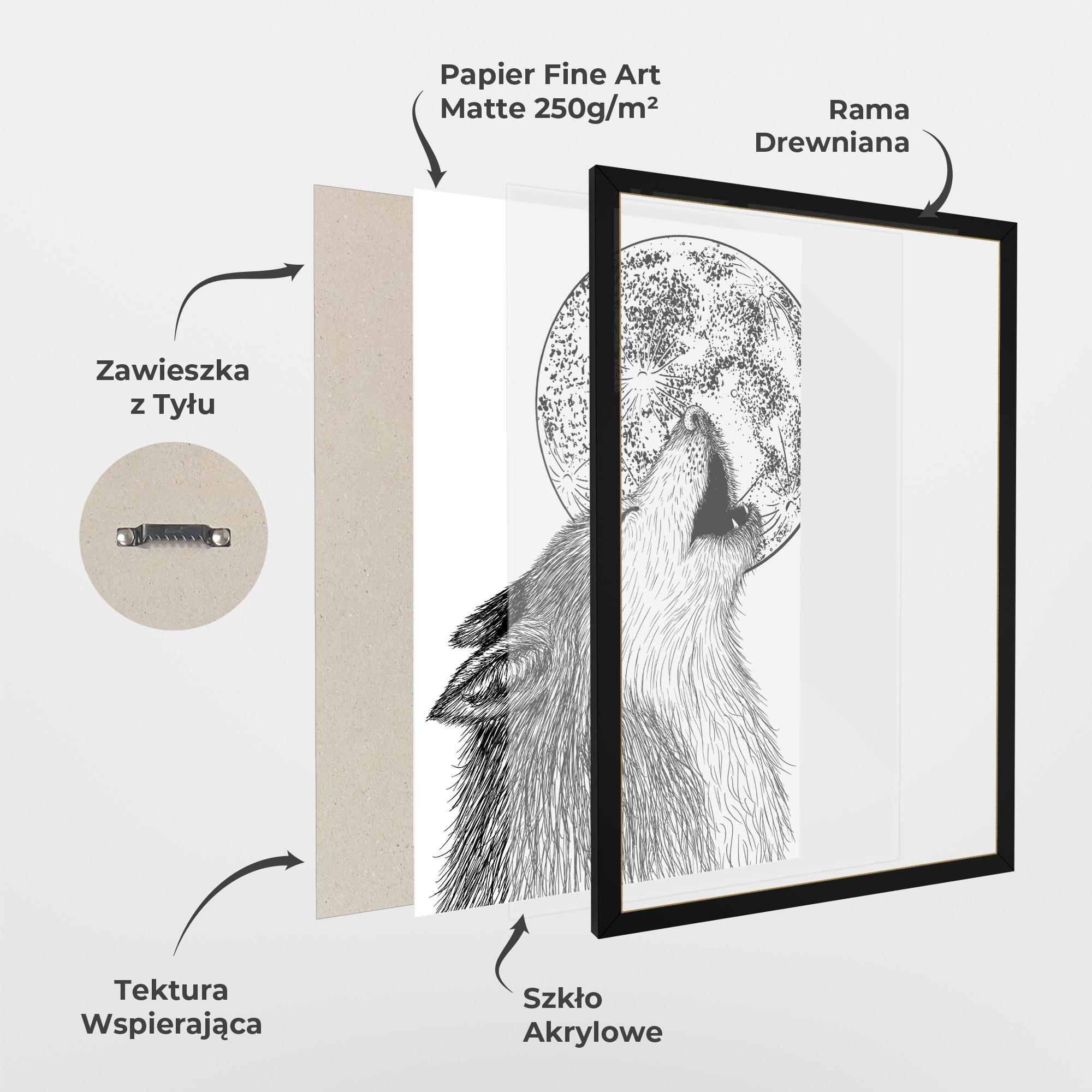 Plakat w Ramie Pretty Moon Wolf mockup 1