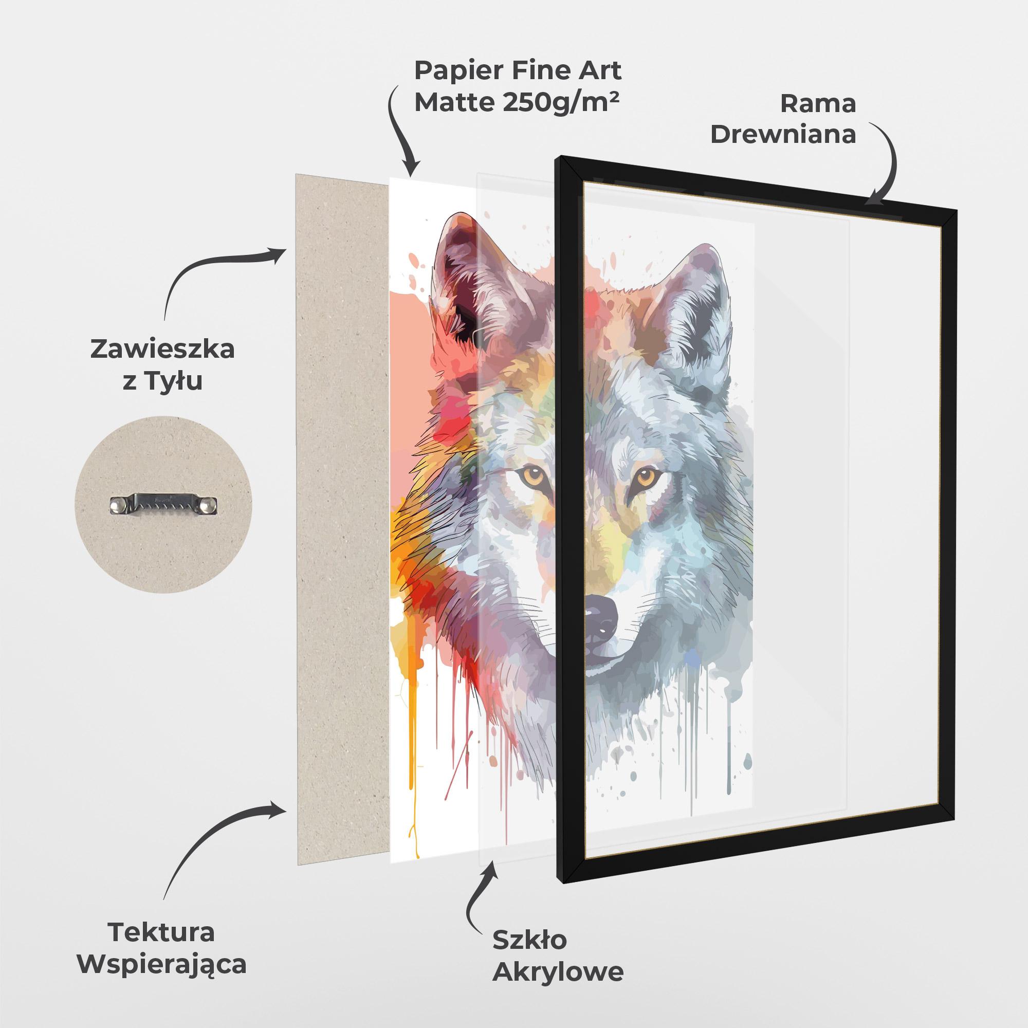 Plakat w Ramie Watercolor Wolf mockup 1