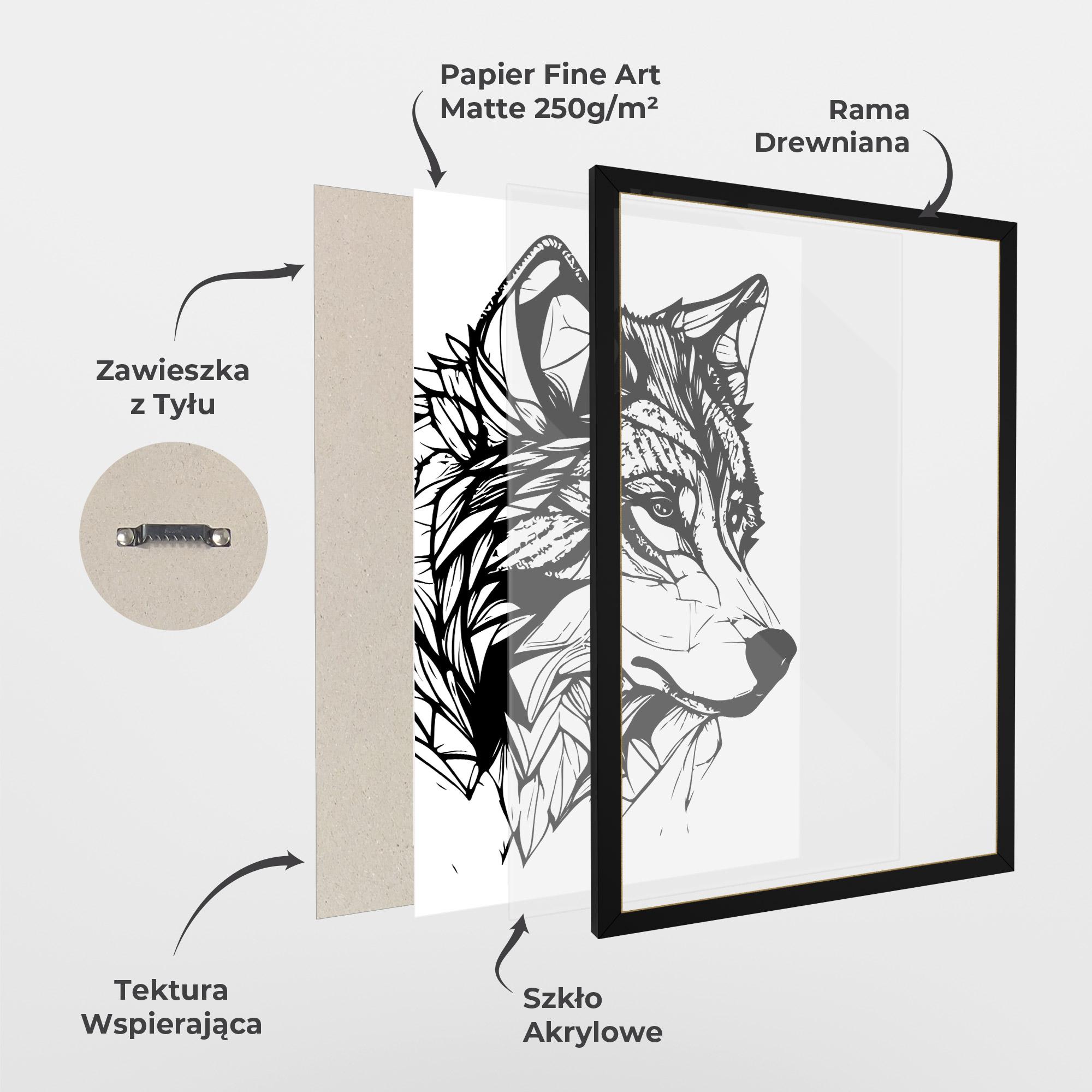 Plakat w Ramie Wolf Head Line mockup 1