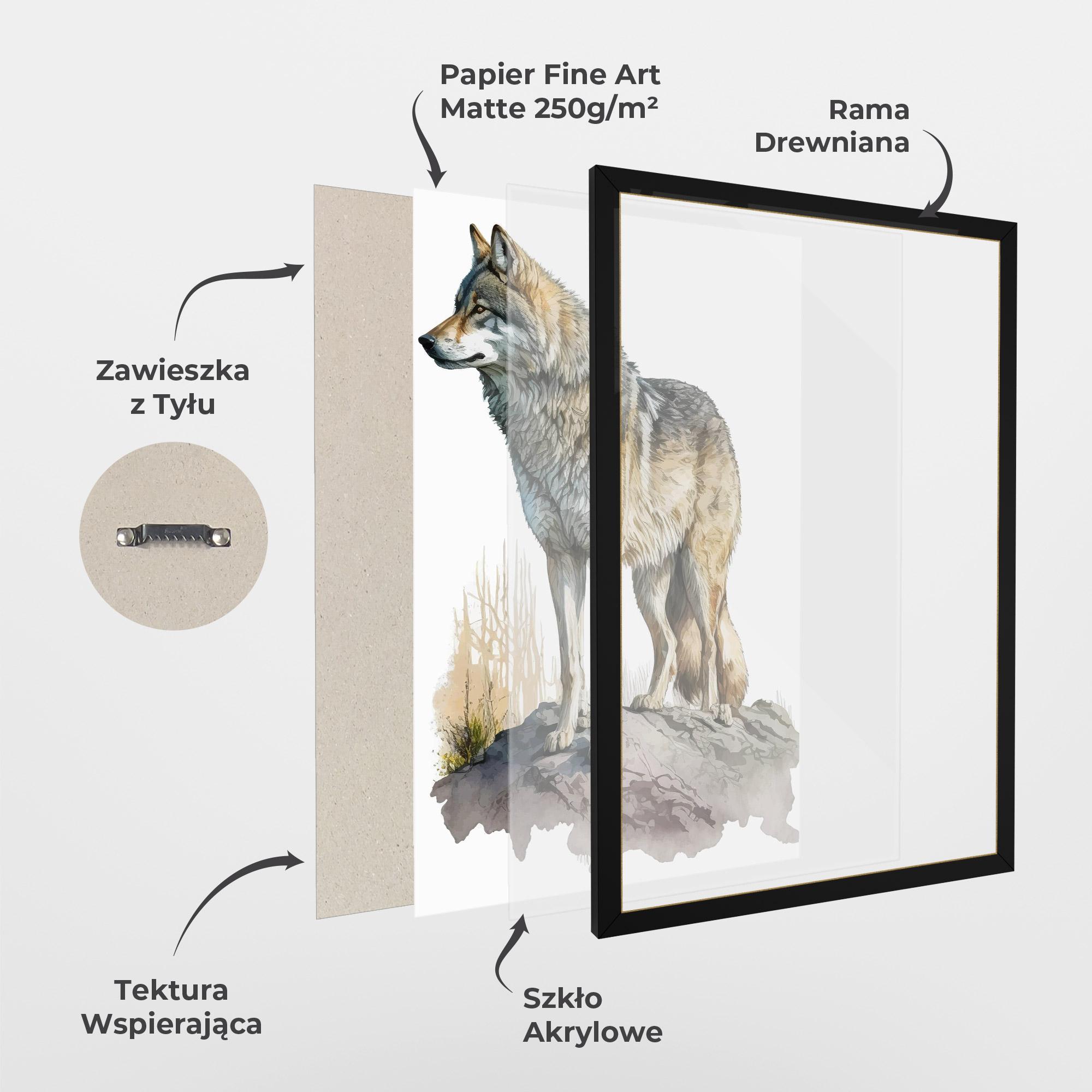 Plakat w Ramie Wolf On Rock mockup 1