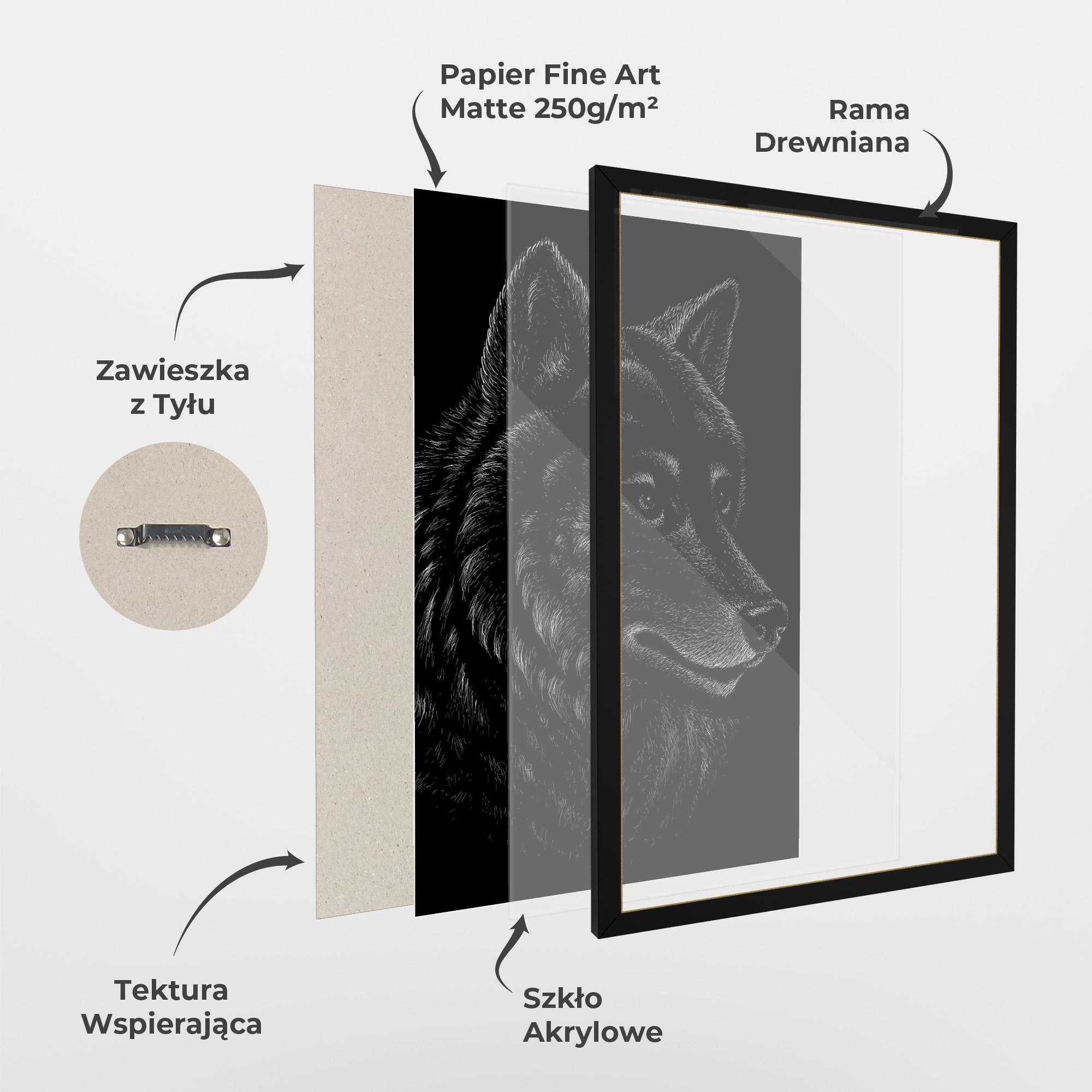Plakat w Ramie Wolf Shillouette Head mockup 1