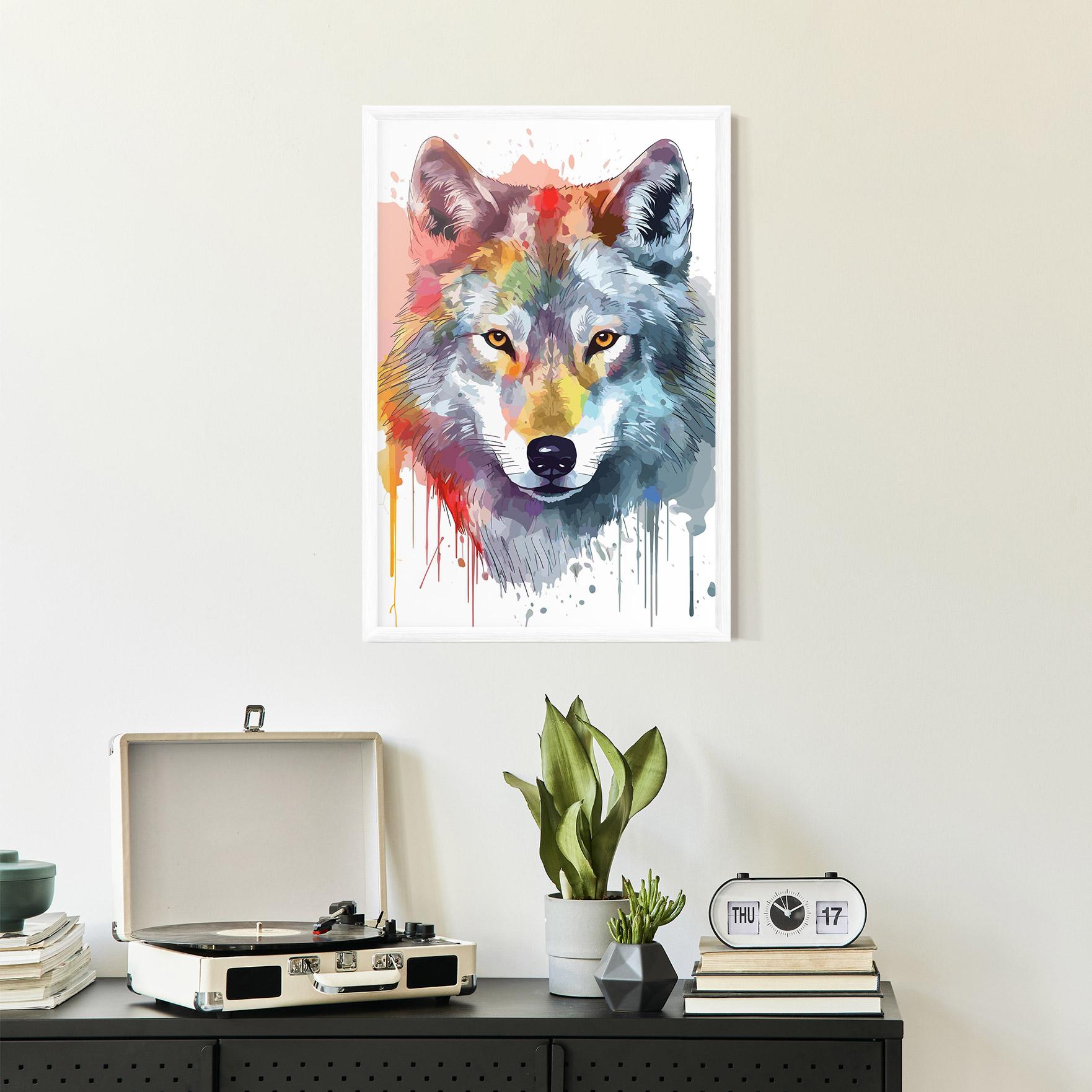 Plakat w Ramie Watercolor Wolf mockup 2