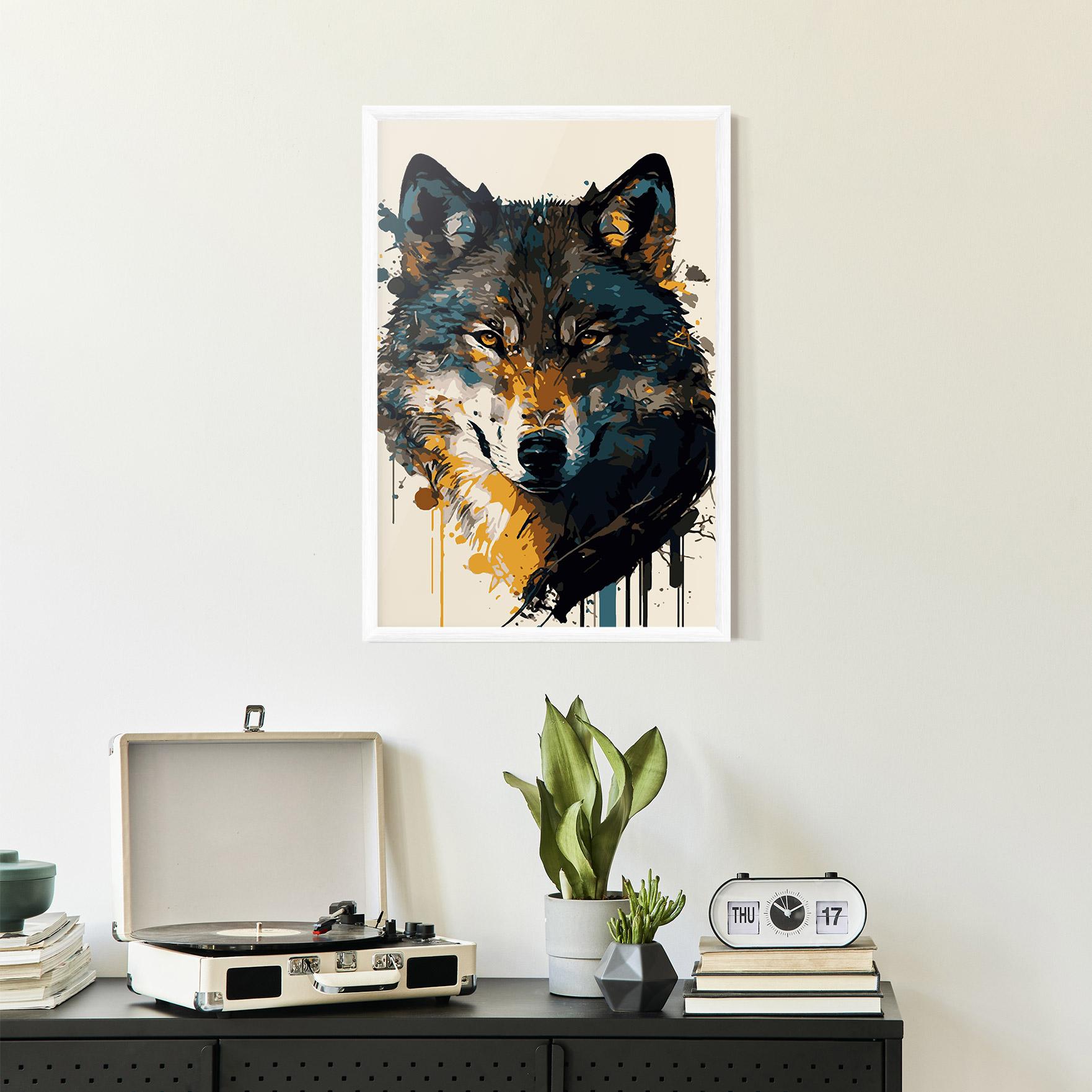 Plakat w Ramie Wolf Head Art mockup 2