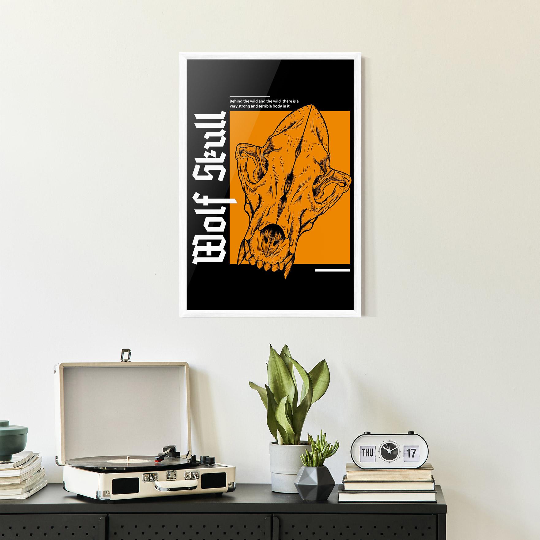 Plakat w Ramie Wolf Skull mockup 2