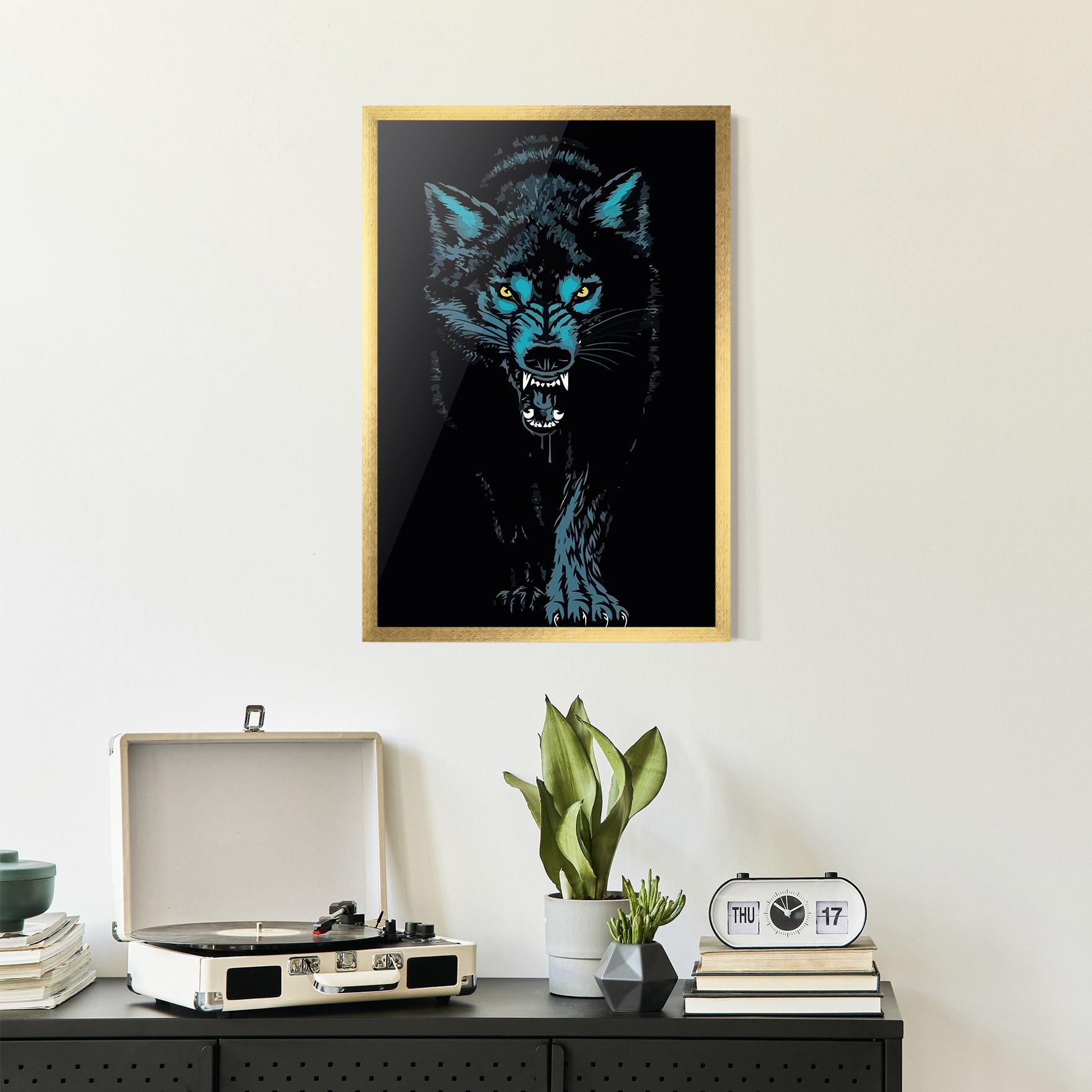 Plakat w Ramie Blue Wolf mockup 2