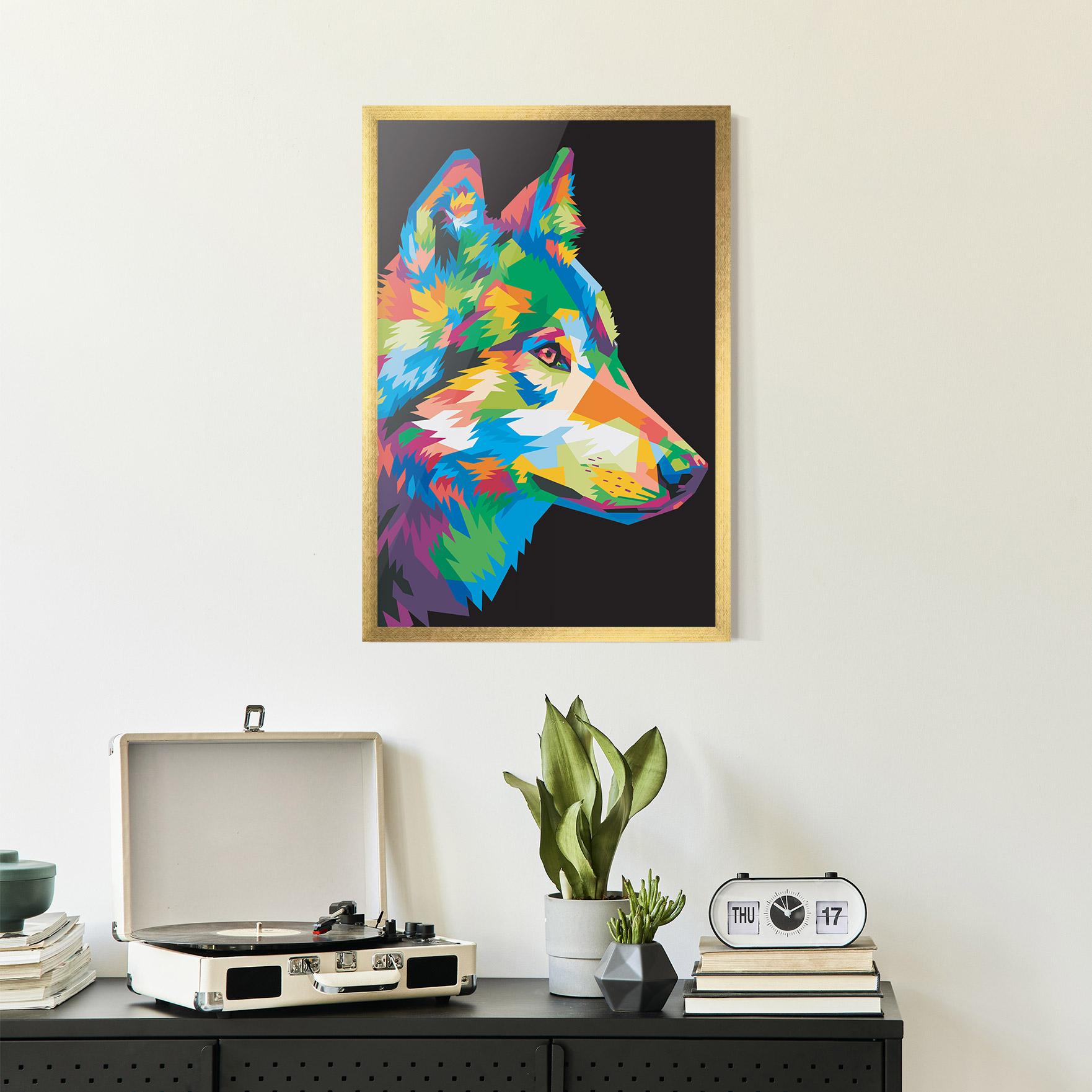 Plakat w Ramie Colorful Wolf mockup 2