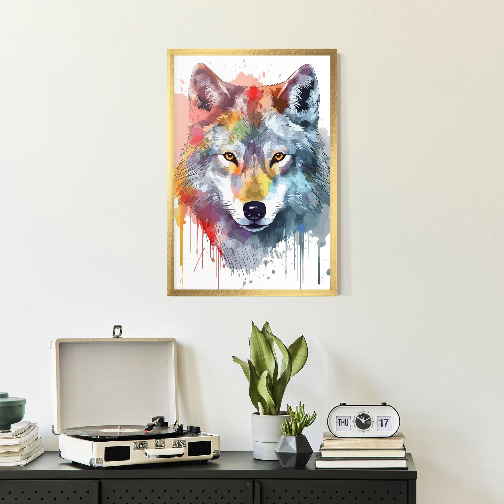 Plakat w Ramie Watercolor Wolf mockup 2