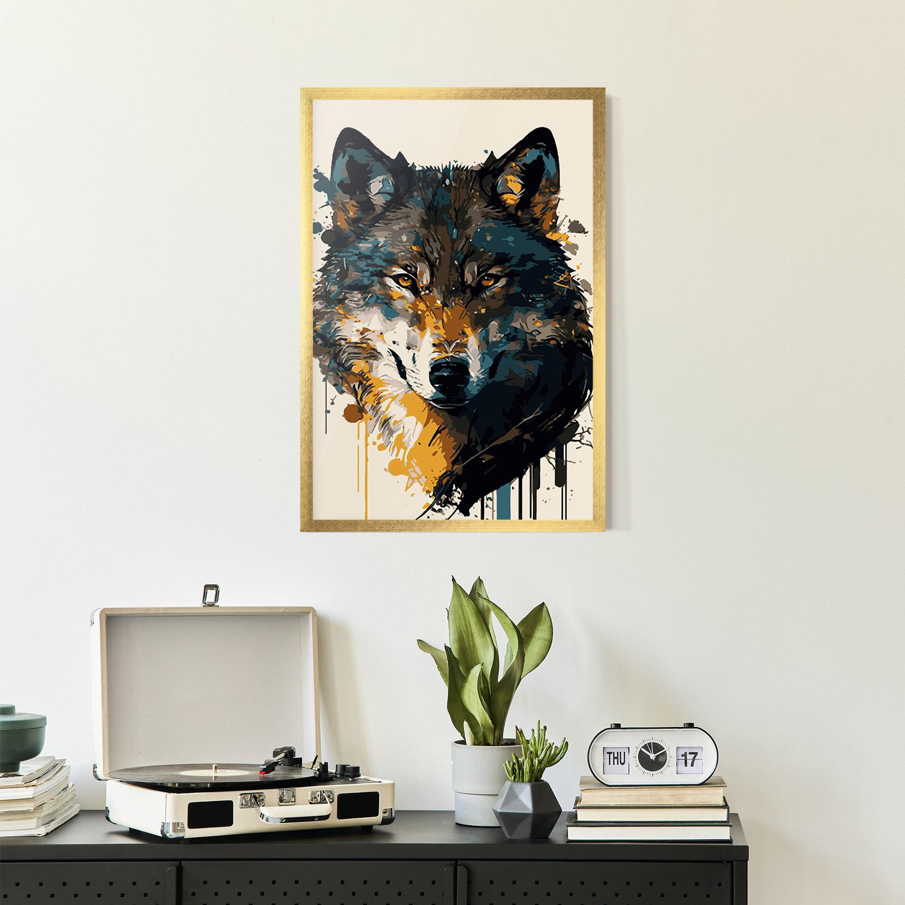 Plakat w Ramie Wolf Head Art mockup 2