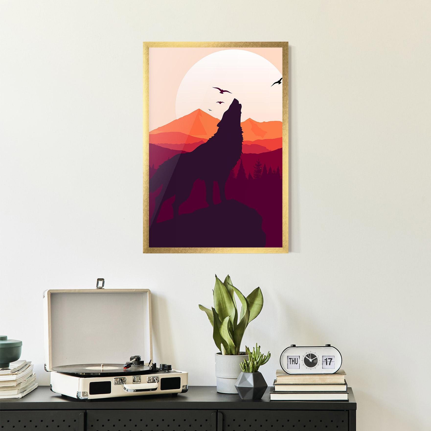 Plakat w Ramie Wolf Pink Moon mockup 2