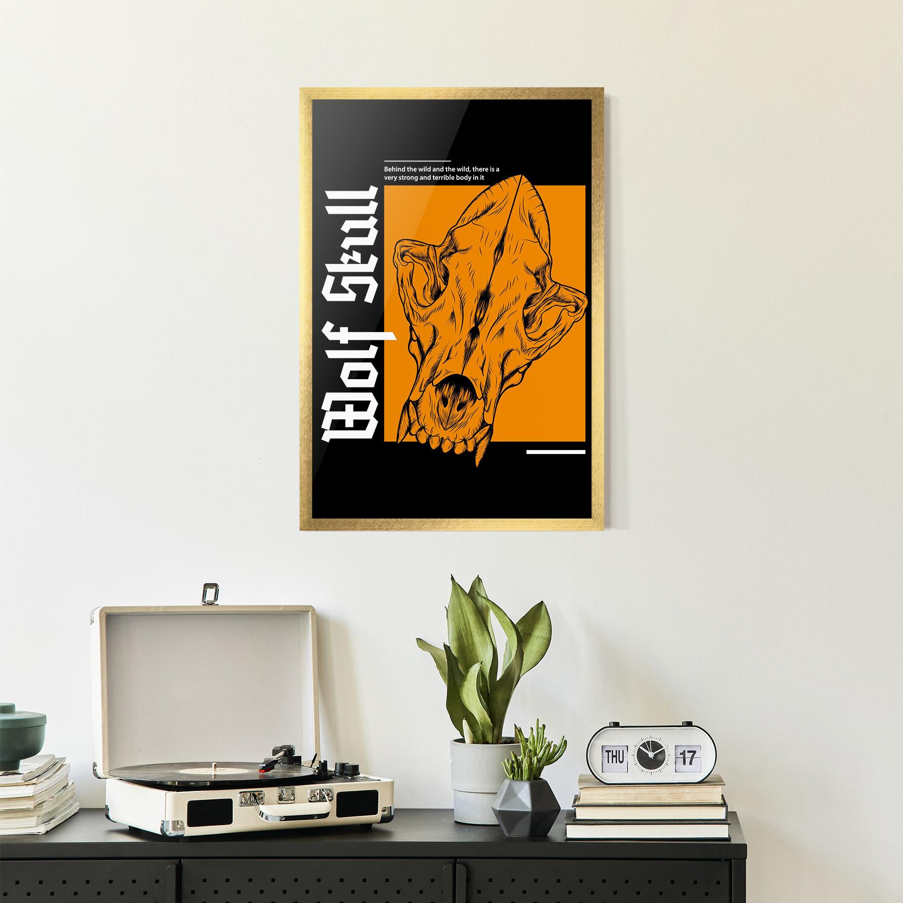 Plakat w Ramie Wolf Skull mockup 2